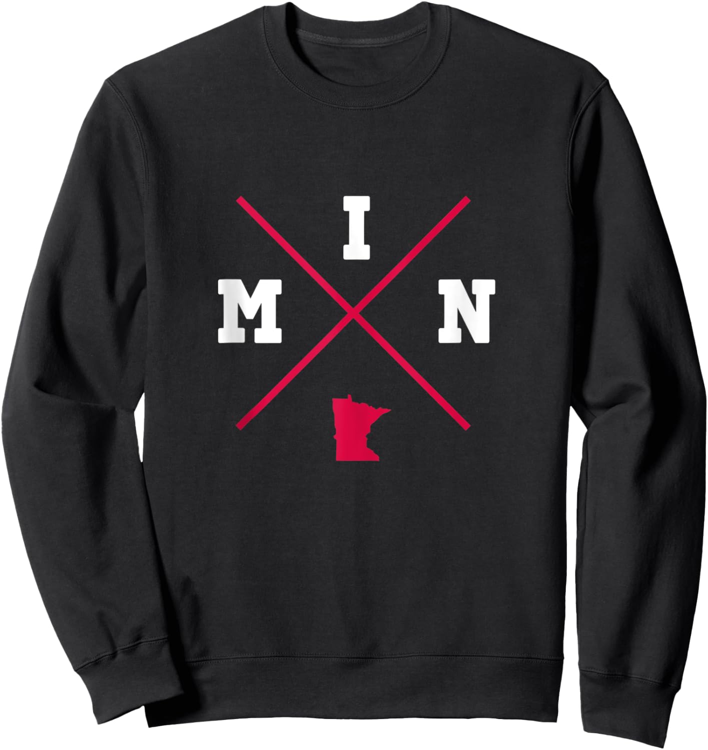 Classic MIN Minnesota Red Vintage State Outline Sweatshirt - Sweatshirt | Black