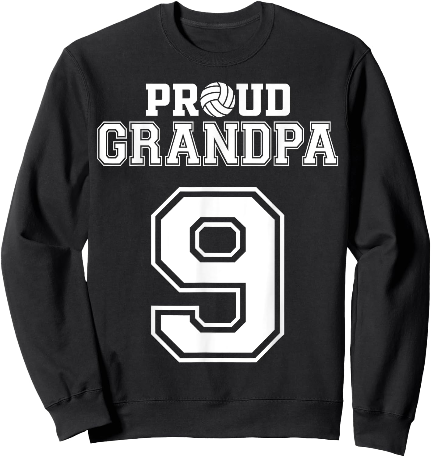 Custom Proud Volleyball Grandpa Number 9 Personalized Men Sweatshirt - Sweatshirt | Black