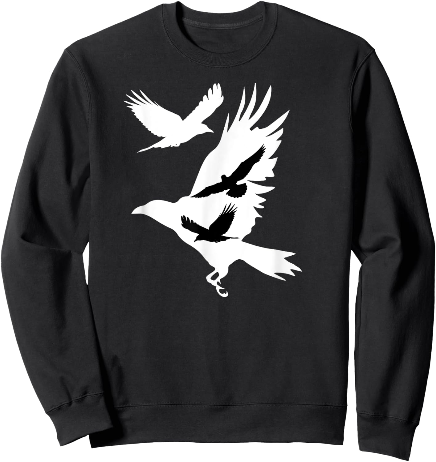 Crows in Flight Crow Raven Blackbird Bird Ornithology Sweatshirt - Sweatshirt | Black
