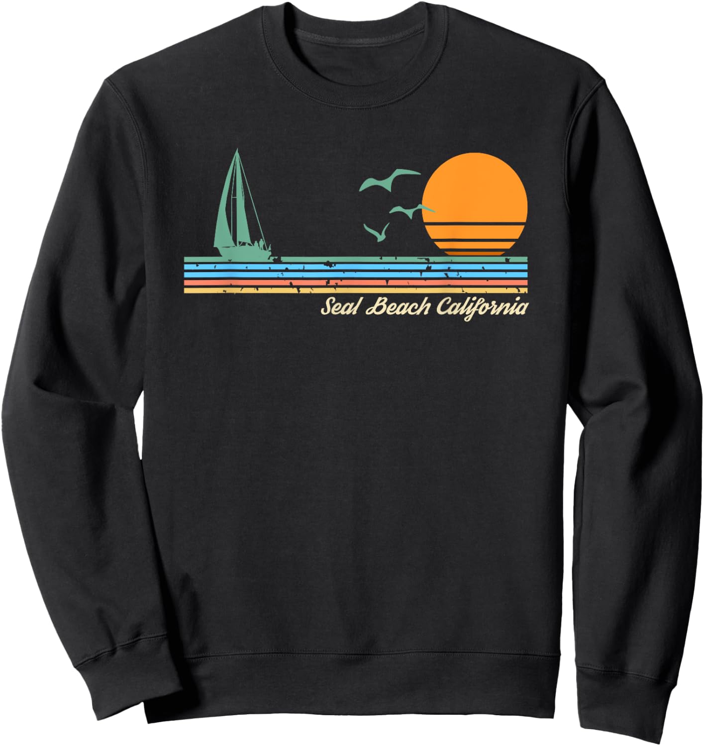 Seal Beach California Women Kids Sweatshirt - Sweatshirt | Black