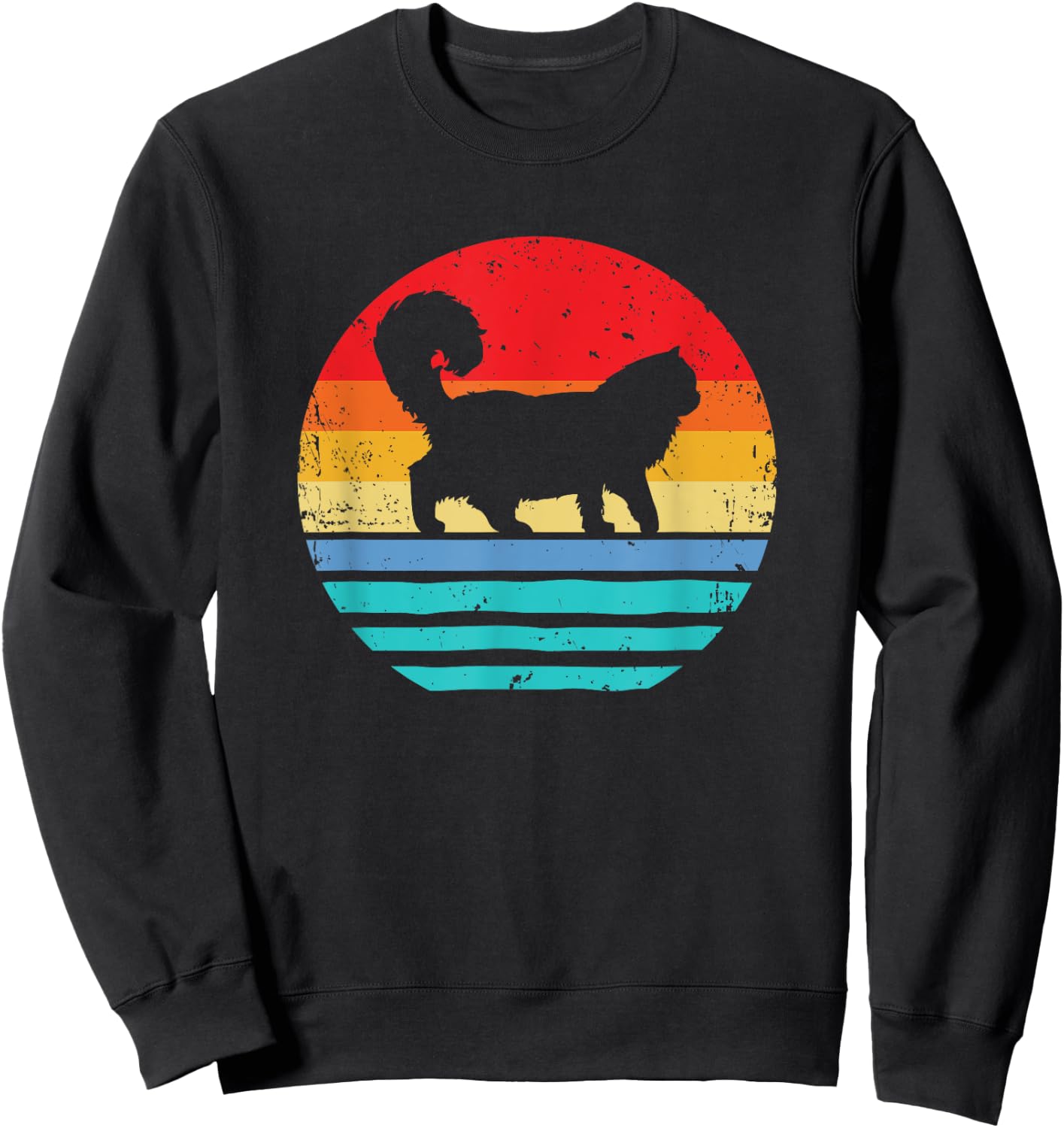 Ragdoll Cat Shirt Women Kids Men Sunset Retro Cat Sweatshirt - Sweatshirt | Black