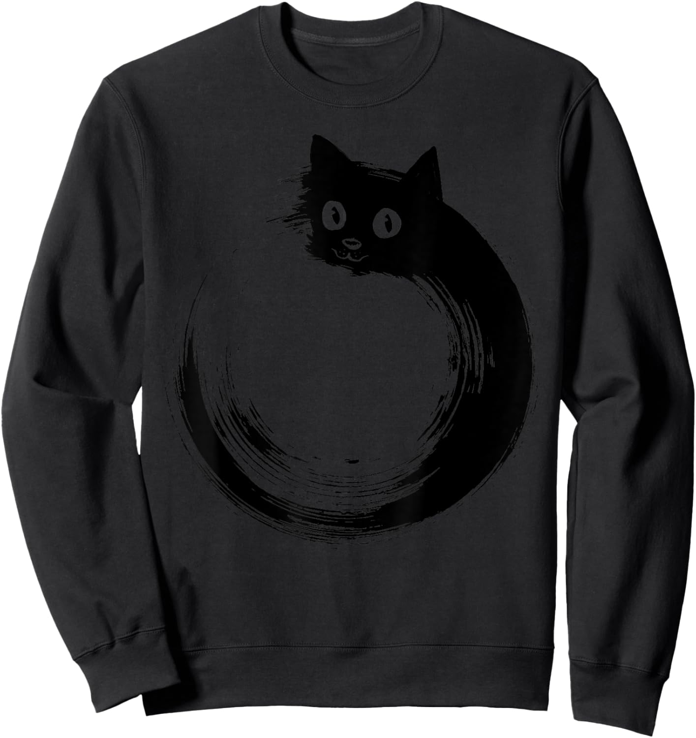 Dog Eat Doug -Adults Funny Cat Circle Meditation Japanese Zen Sweatshirt - Sweatshirt | Black