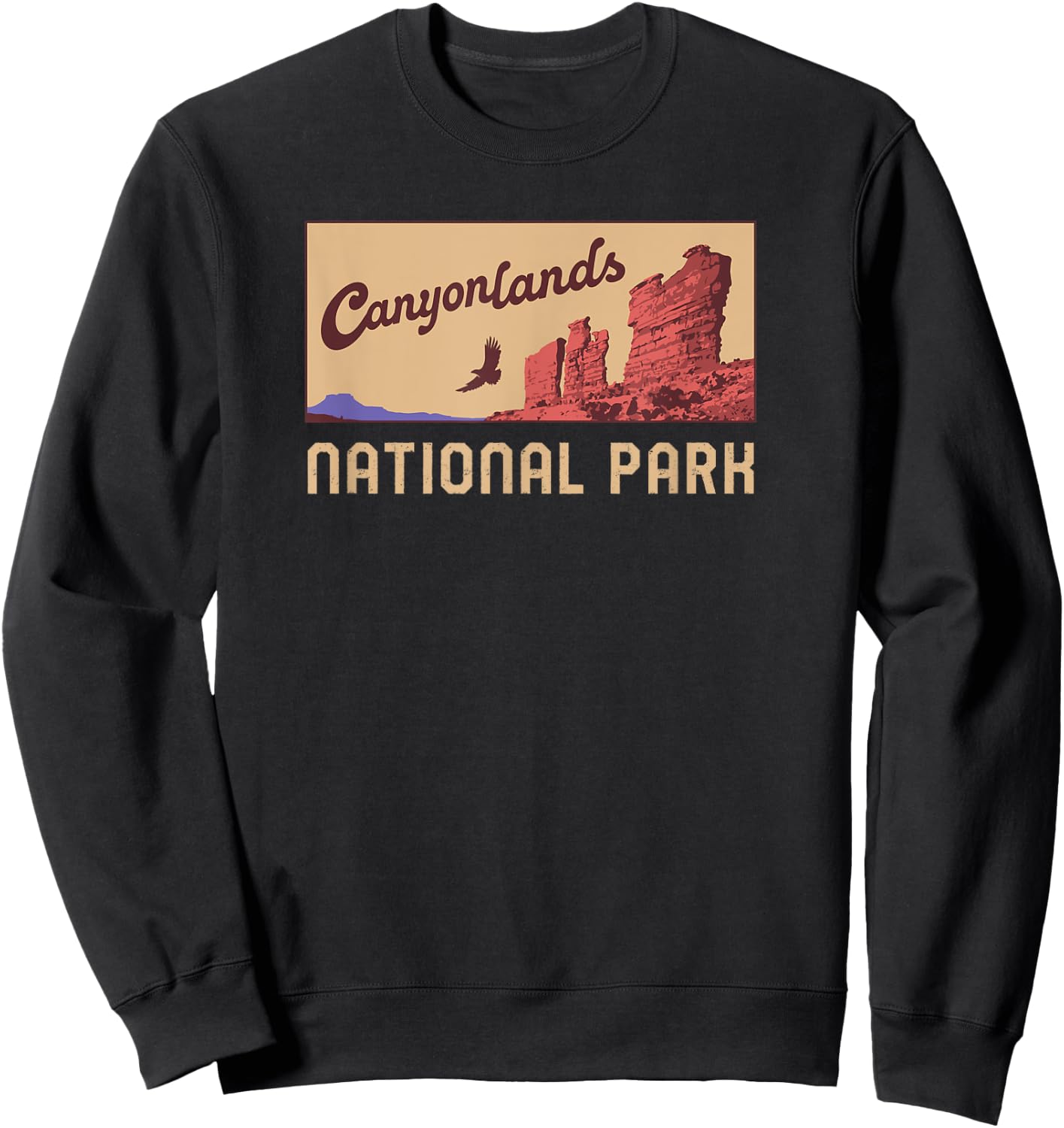 Canyonlands National Park Utah Minimalist Retro Graphic Sweatshirt - Sweatshirt | Black