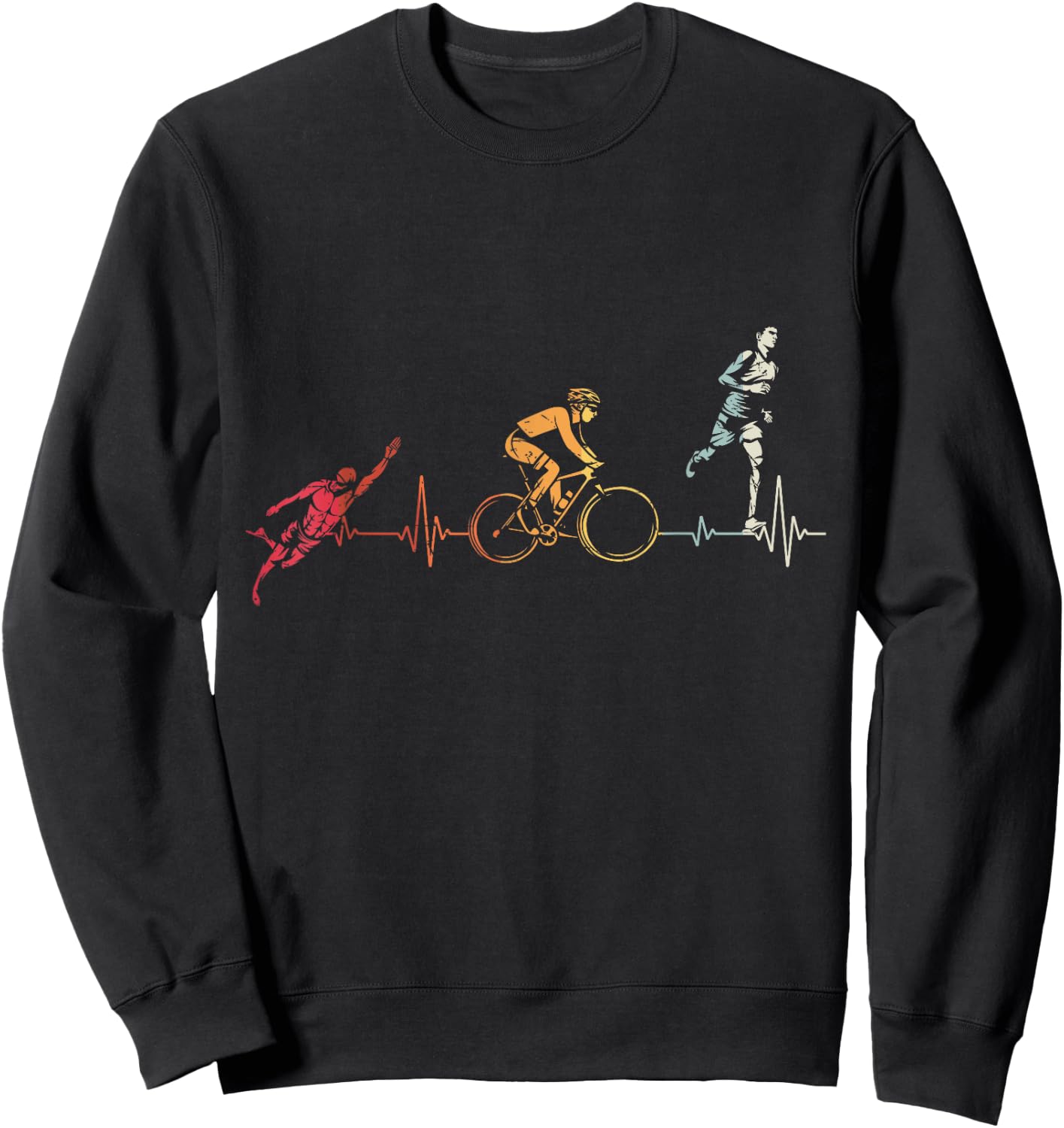 Heartbeat For Triathlon Swim Bike Run Gift Athlete Sweatshirt - Sweatshirt | Black
