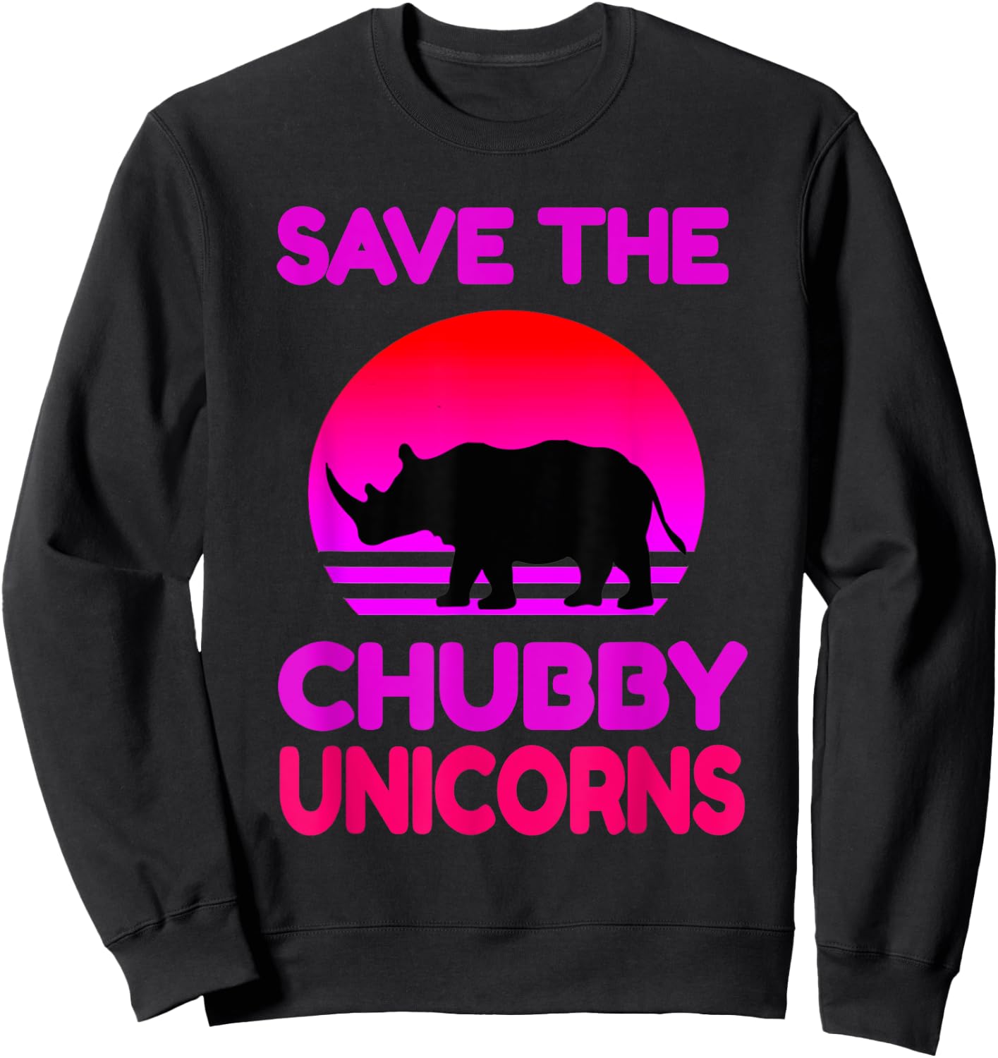 Save The Chubby Unicorns Retro Style Rhino Sweatshirt - Sweatshirt | Black