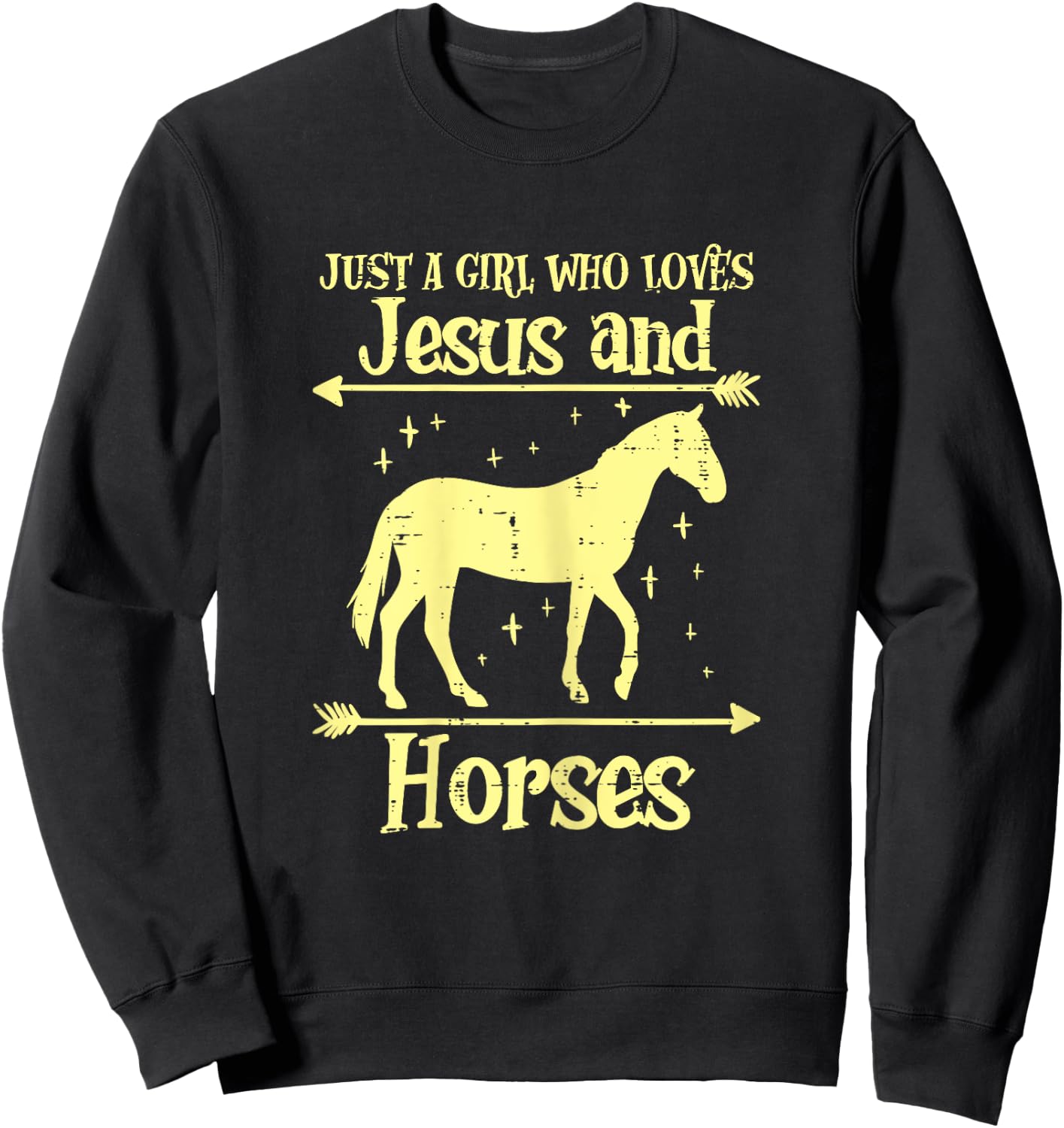 Just A Girl Who Loves Jesus And Horses Christian Girls Women Sweatshirt - Sweatshirt | Black