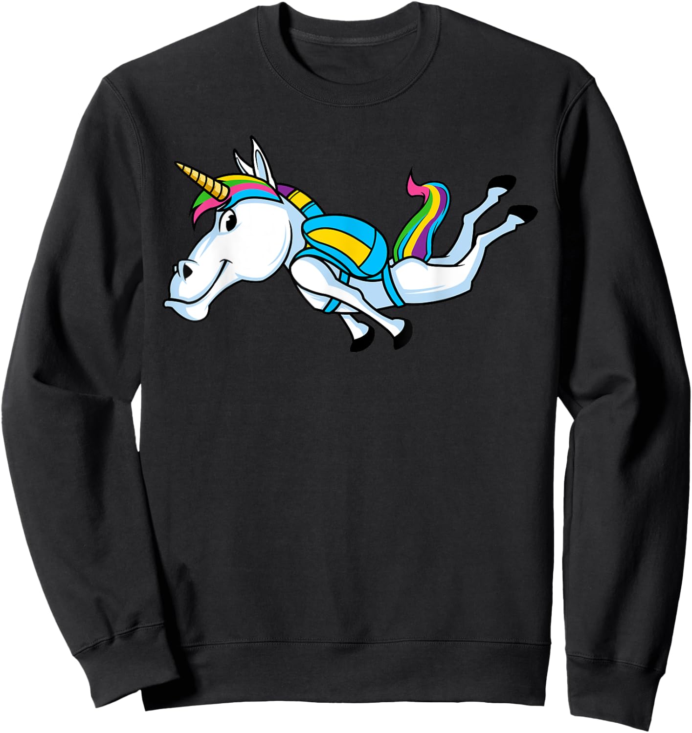 Funny Unicorn Sports Skydiving Magical Parachuting Skydiver Sweatshirt - Sweatshirt | Black