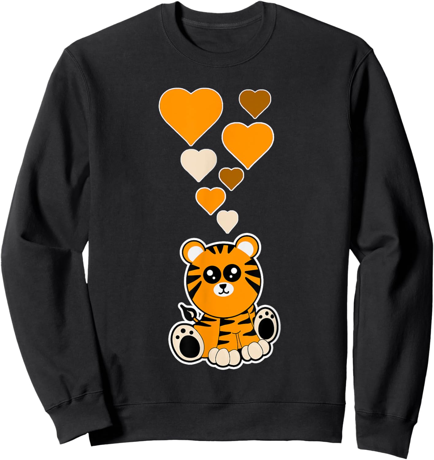 Cute Tiger Hearts - Tiger Lover I Love Tigers Sweatshirt - Sweatshirt | Black