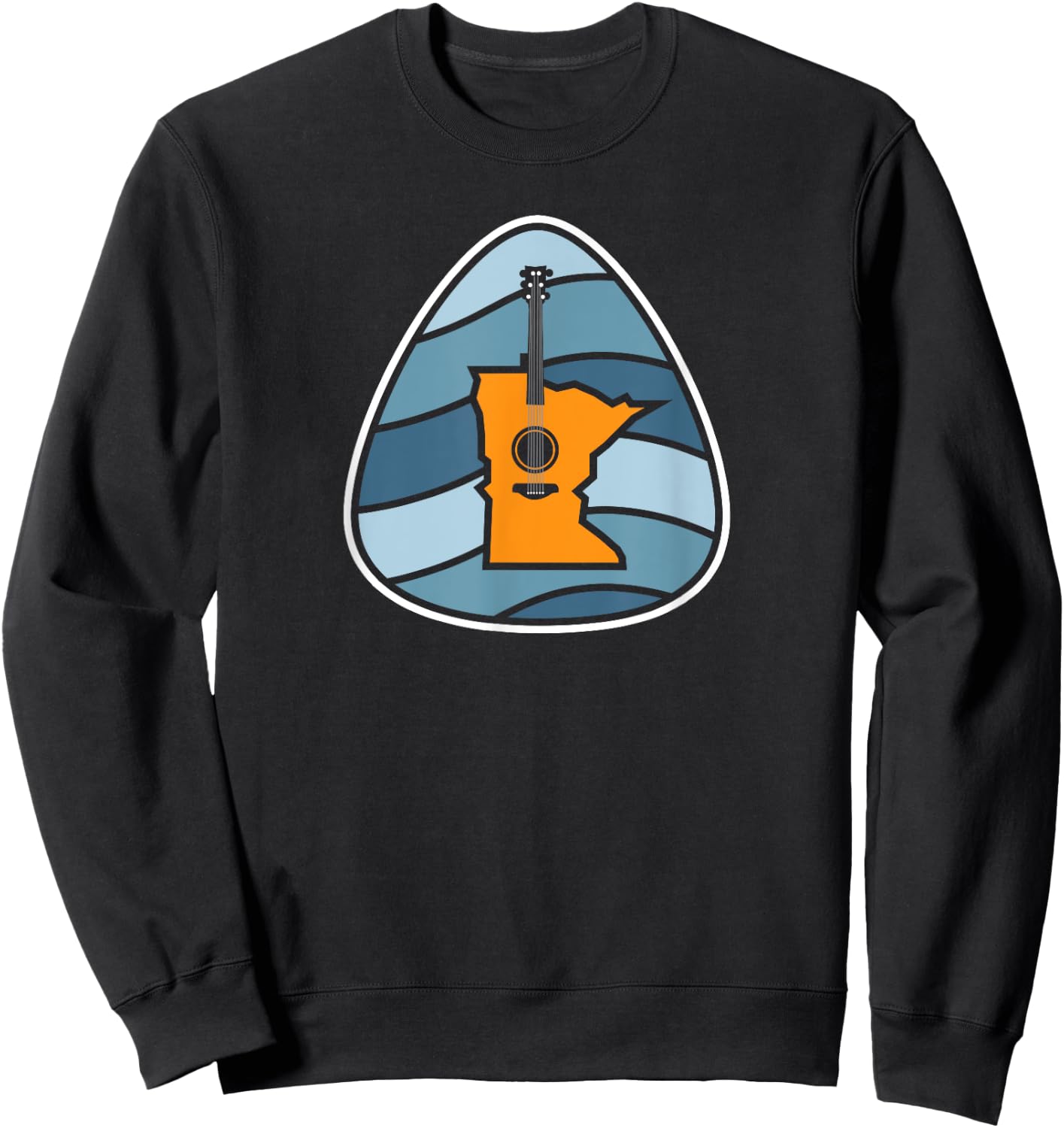 Retro Minnesota Music Acoustic Guitar Rock Sweatshirt - Sweatshirt | Black