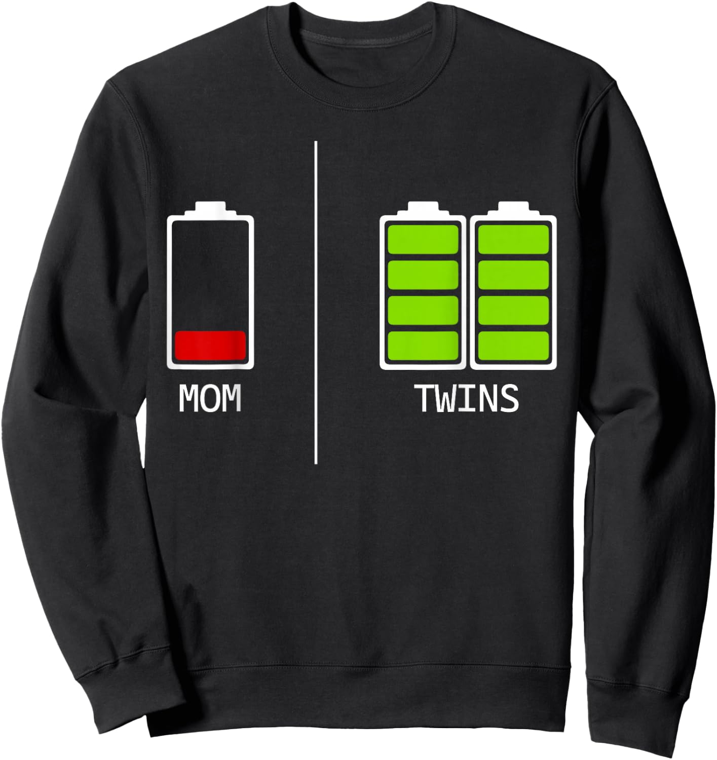 Funny Tired Mom Low Cool Mom Of Twins Gift Mother Sweatshirt - Sweatshirt | Black