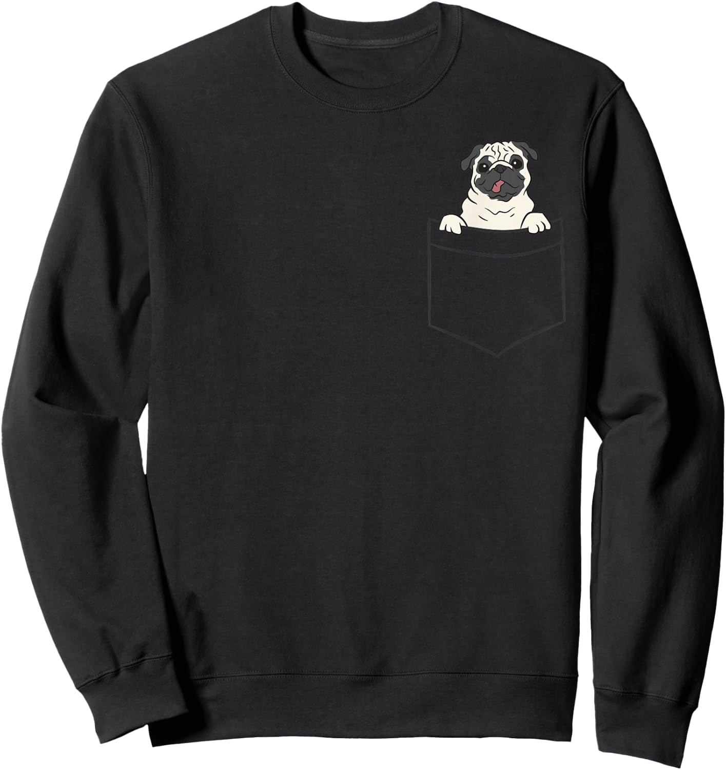 Pug In The Pocket Funny Pocket Pug Sweatshirt - Sweatshirt | Black