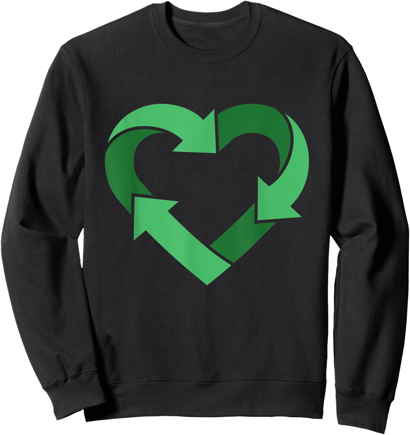 Vintage Recycle Logo Heart Shaped Earth Day Nature Planet Sweatshirt - Sweatshirt | Black