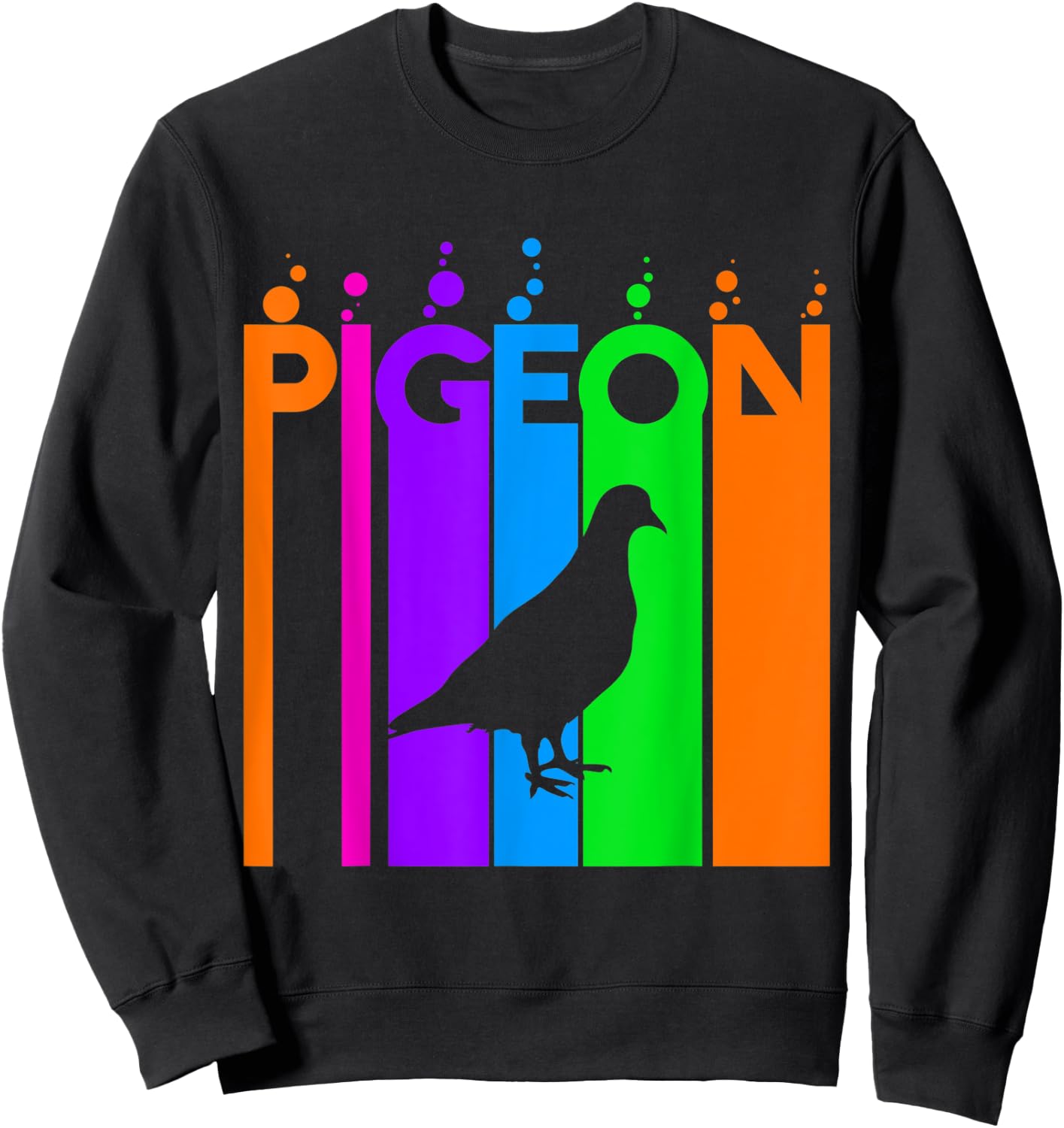 Pigeon Animal Rainbow Bubble with Silhouette Sweatshirt - Sweatshirt | Black