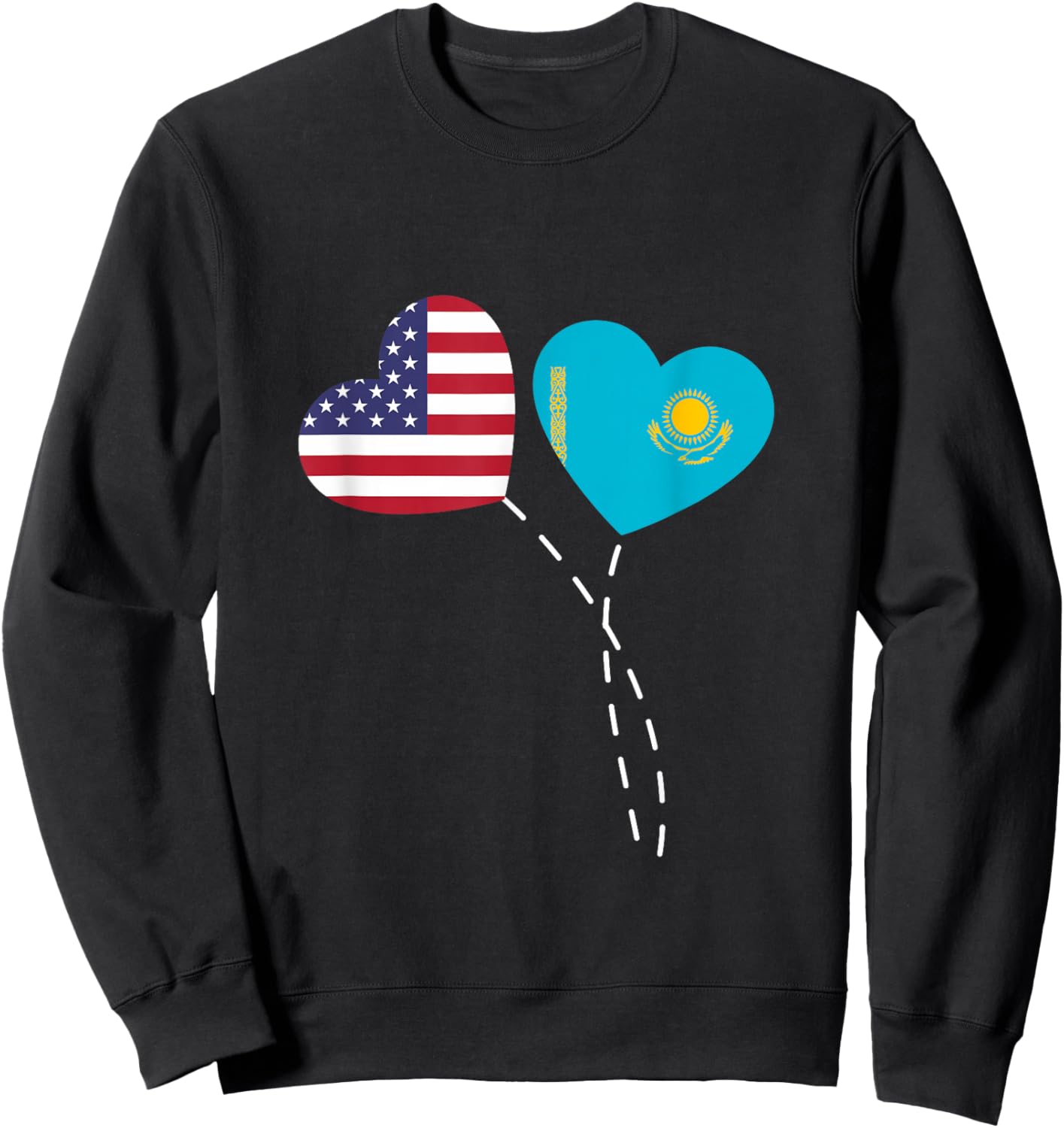 Loving USA Kazakhstan Flag Heart Kazakh Americans Love Sweatshirt - Sweatshirt | Black