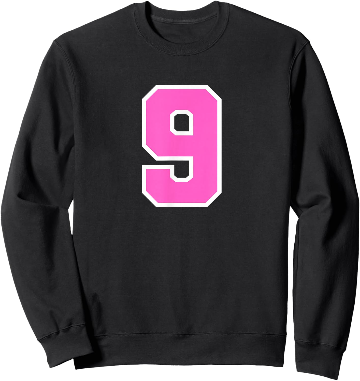 Pink Sports Team Number #9 Sweatshirt - Sweatshirt | Black