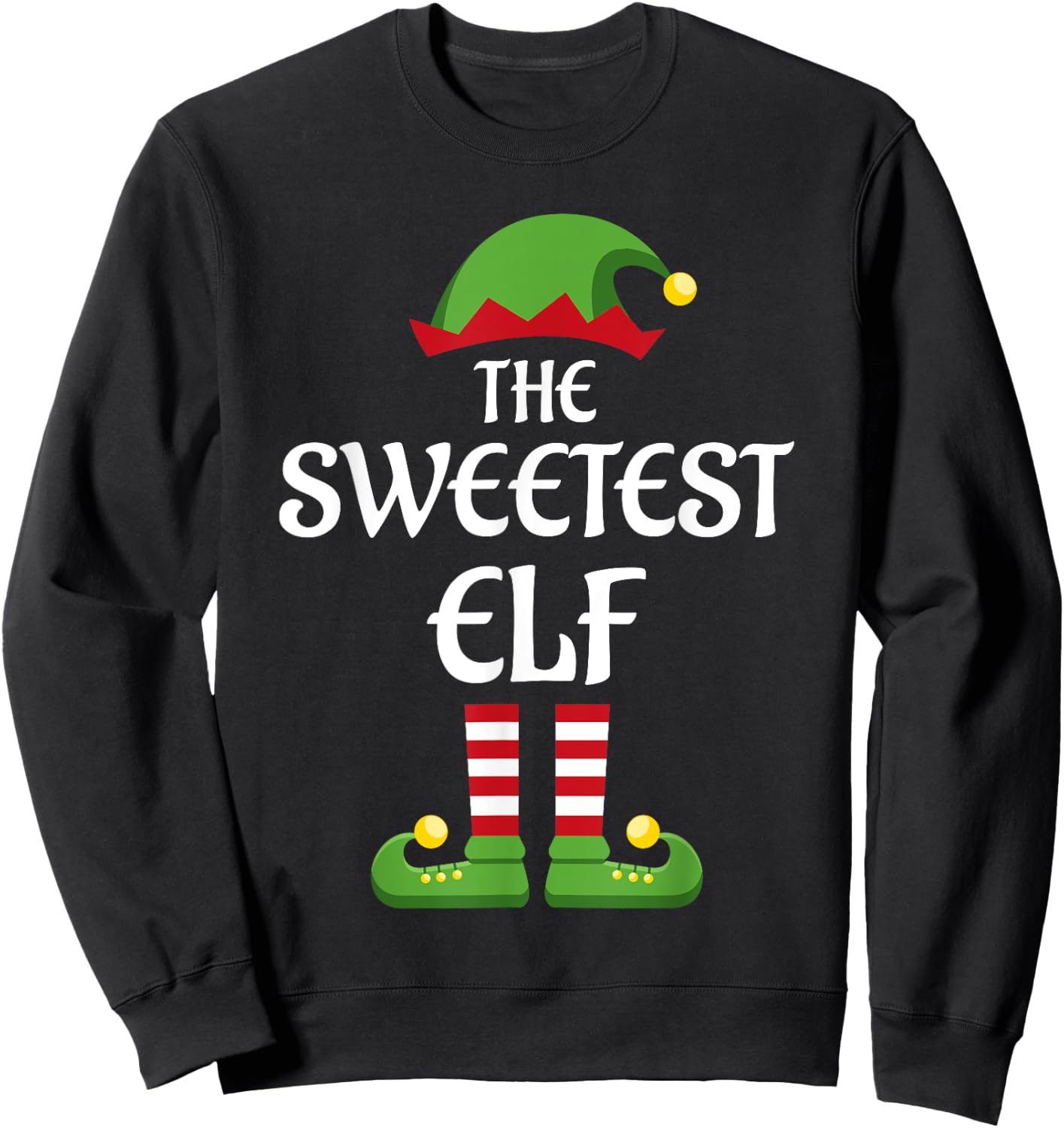 Sweetest Elf Family Matching Group Christmas Sweatshirt - Sweatshirt | Black