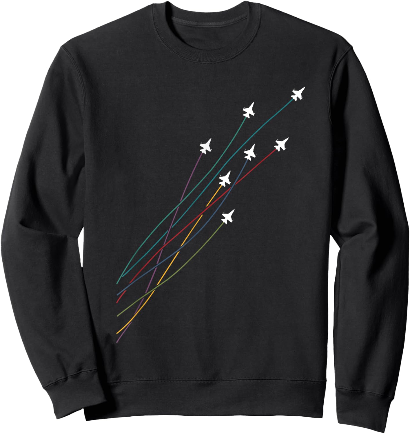 Pilot Colorful Flying Jets Airplanes Fighter Jet Gift Sweatshirt - Sweatshirt | Black