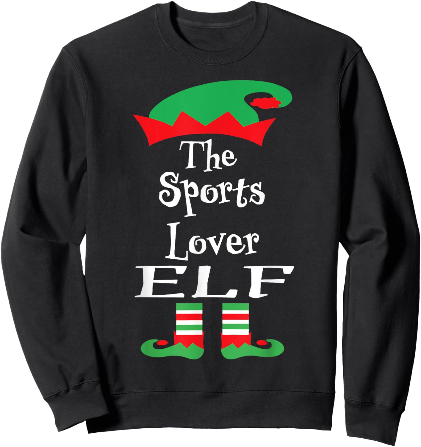 Funny The Sports Lover Elf Shirt Christmas Matching Family Sweatshirt - Sweatshirt | Black