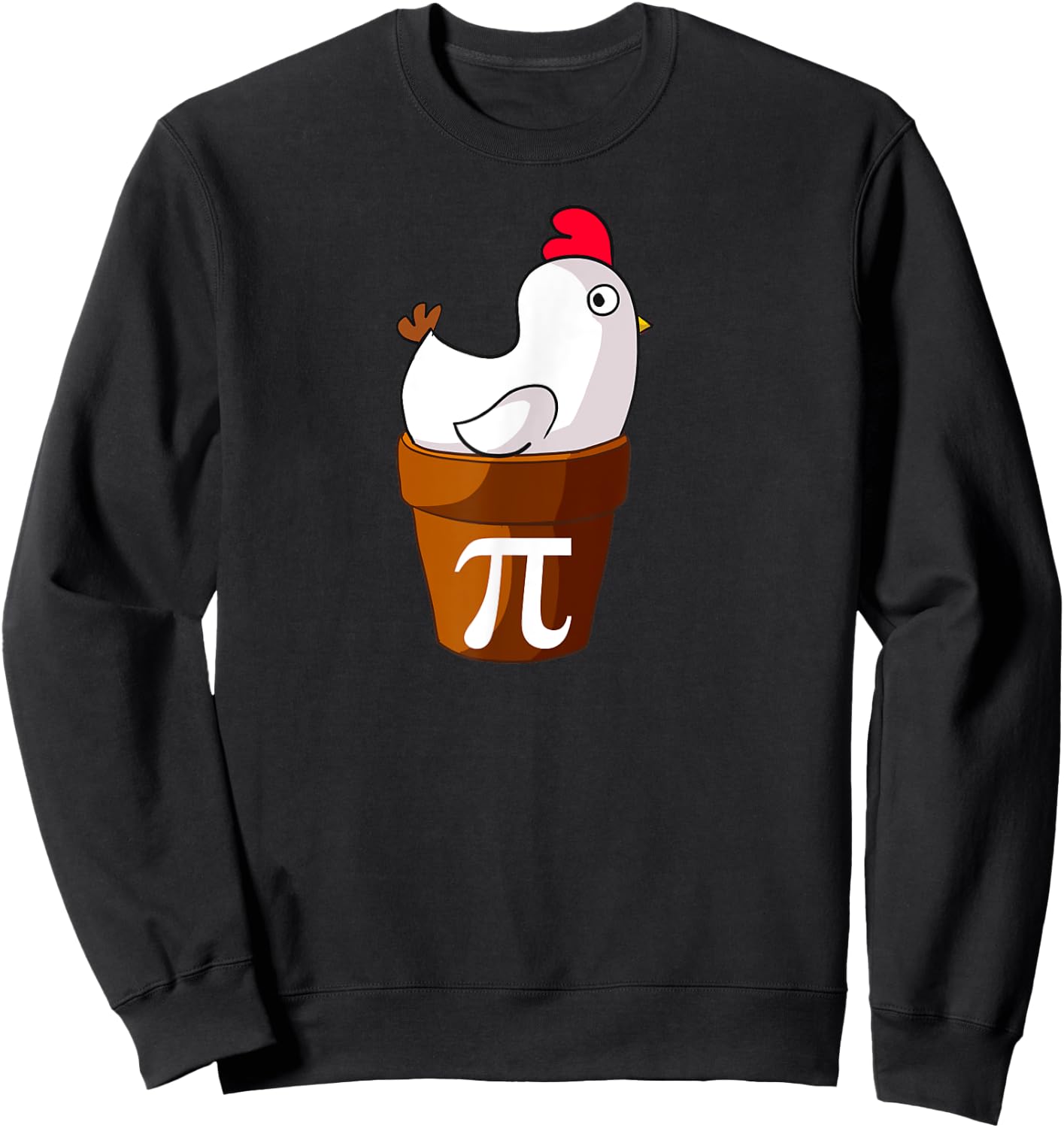 Miftees Pi Day Chicken Pot Pi Funny Cartoon Chicken Pot Pi Sweatshirt - Sweatshirt | Black