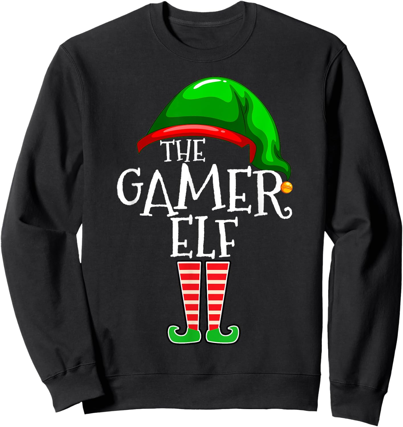 Gamer Elf Family Matching Group Christmas Video Game Sweatshirt - Sweatshirt | Black