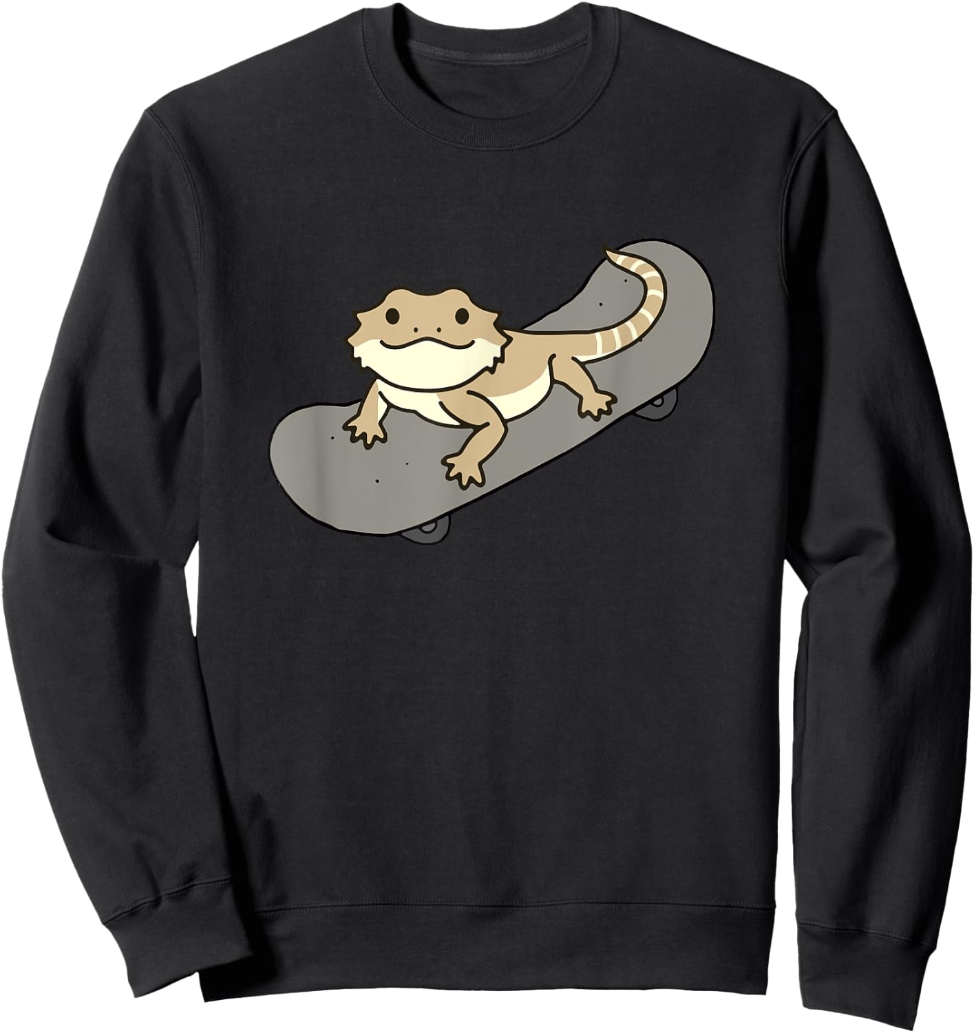 Funny Bearded Dragon On Skateboard Cute Pet Lizard Lover Sweatshirt - Sweatshirt | Black