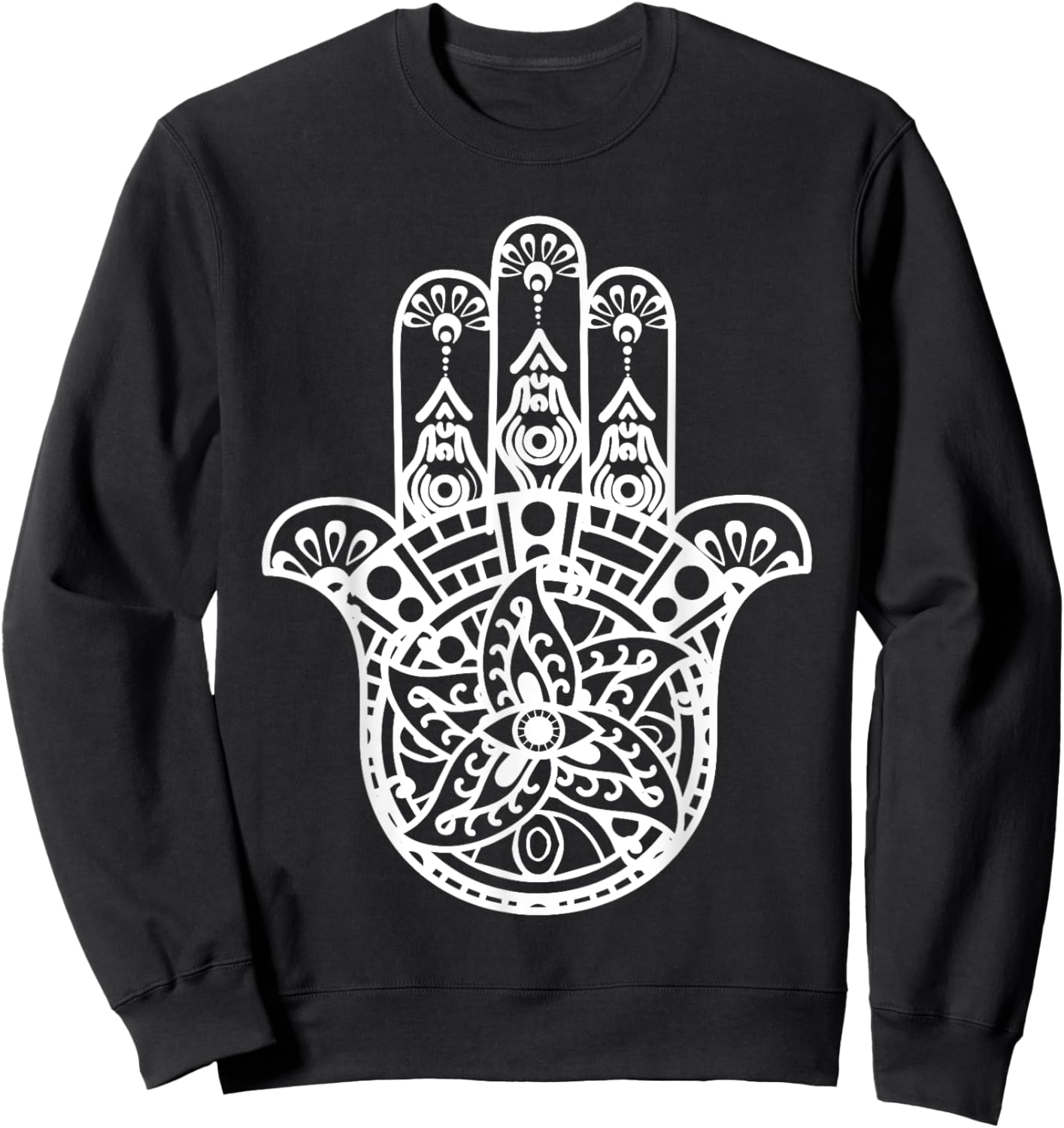 Spiritual Hamsa Hand Fatima Palm Good Luck Eye Khamsa Gifts Sweatshirt - Sweatshirt | Black