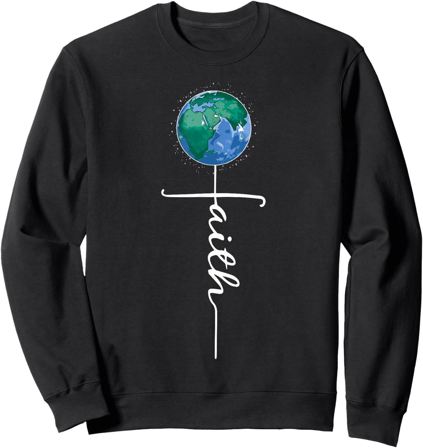 Faith Earth Day Cross Religious Christian Environmentalist Sweatshirt - Sweatshirt | Black
