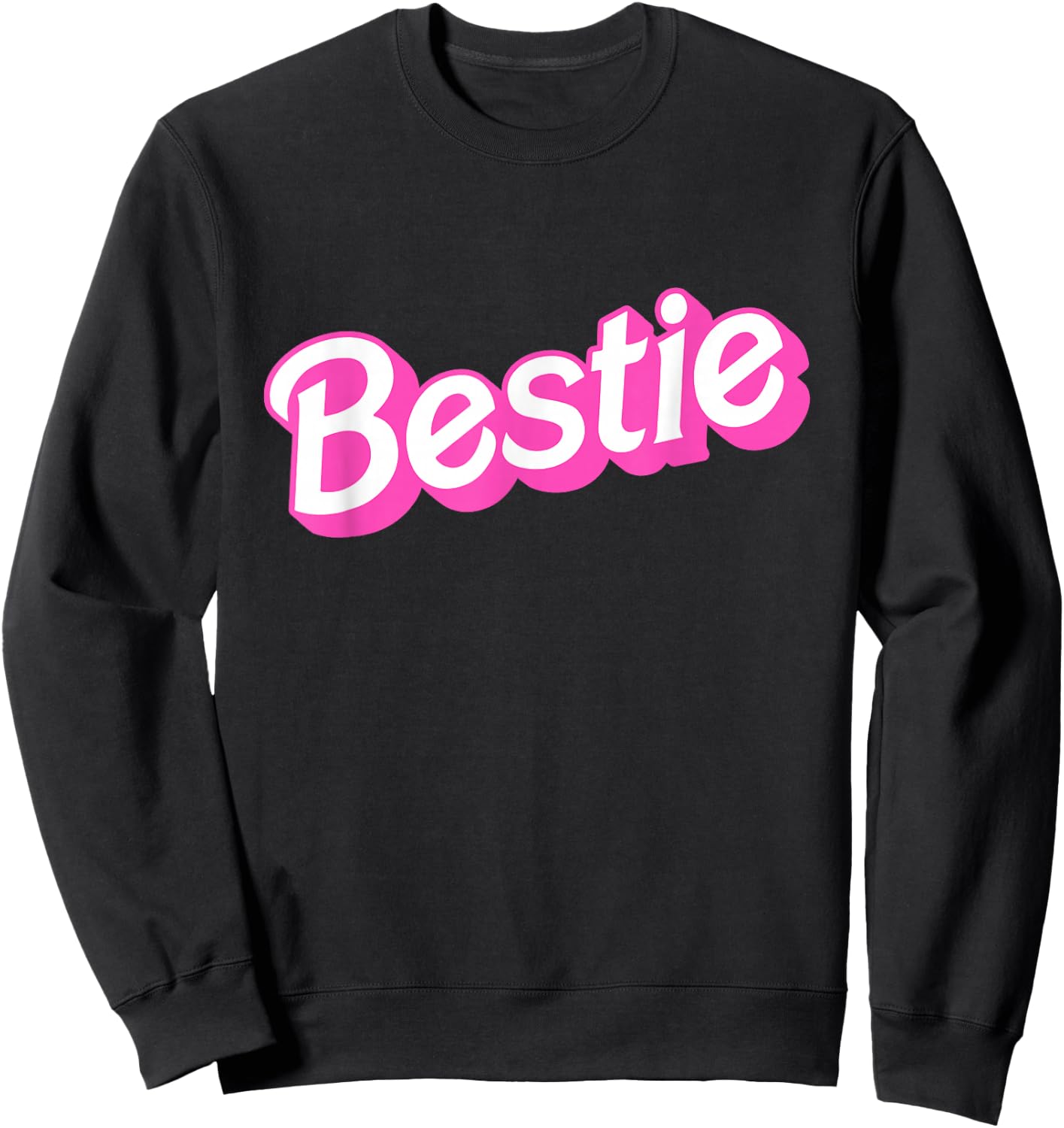 Bestie Pink & White Overlapping Font Halloween Costume Sweatshirt - Sweatshirt | Black