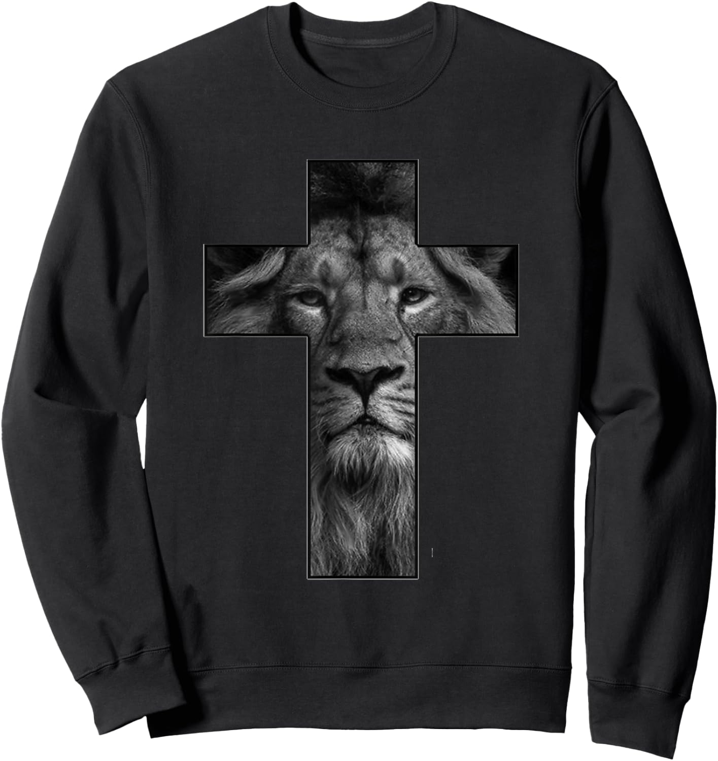 Jesus Cross With Lion Face, Faith In God Sweatshirt - Sweatshirt | Black