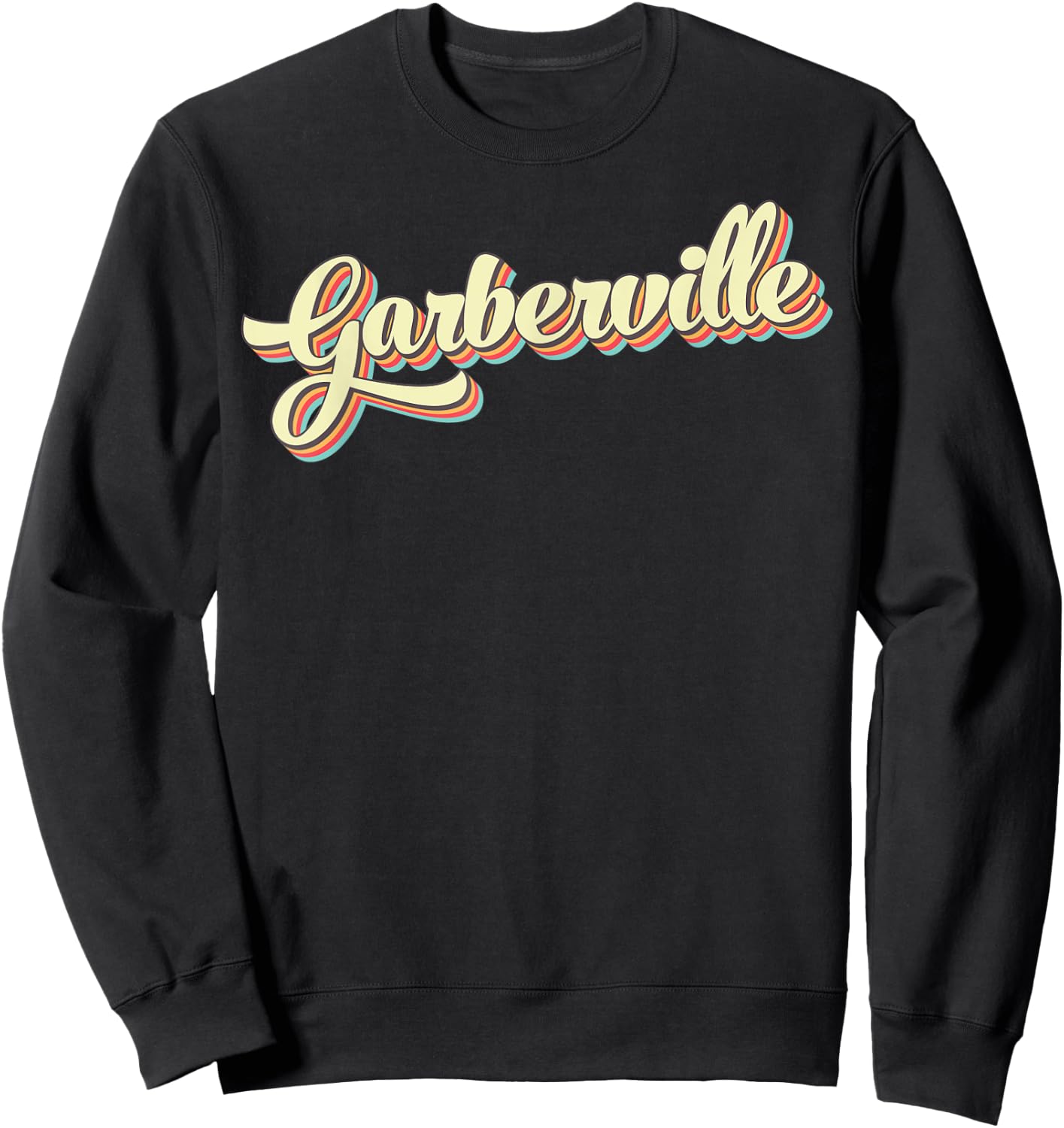 Garberville Retro Art Baseball Font Vintage Sweatshirt - Sweatshirt | Black