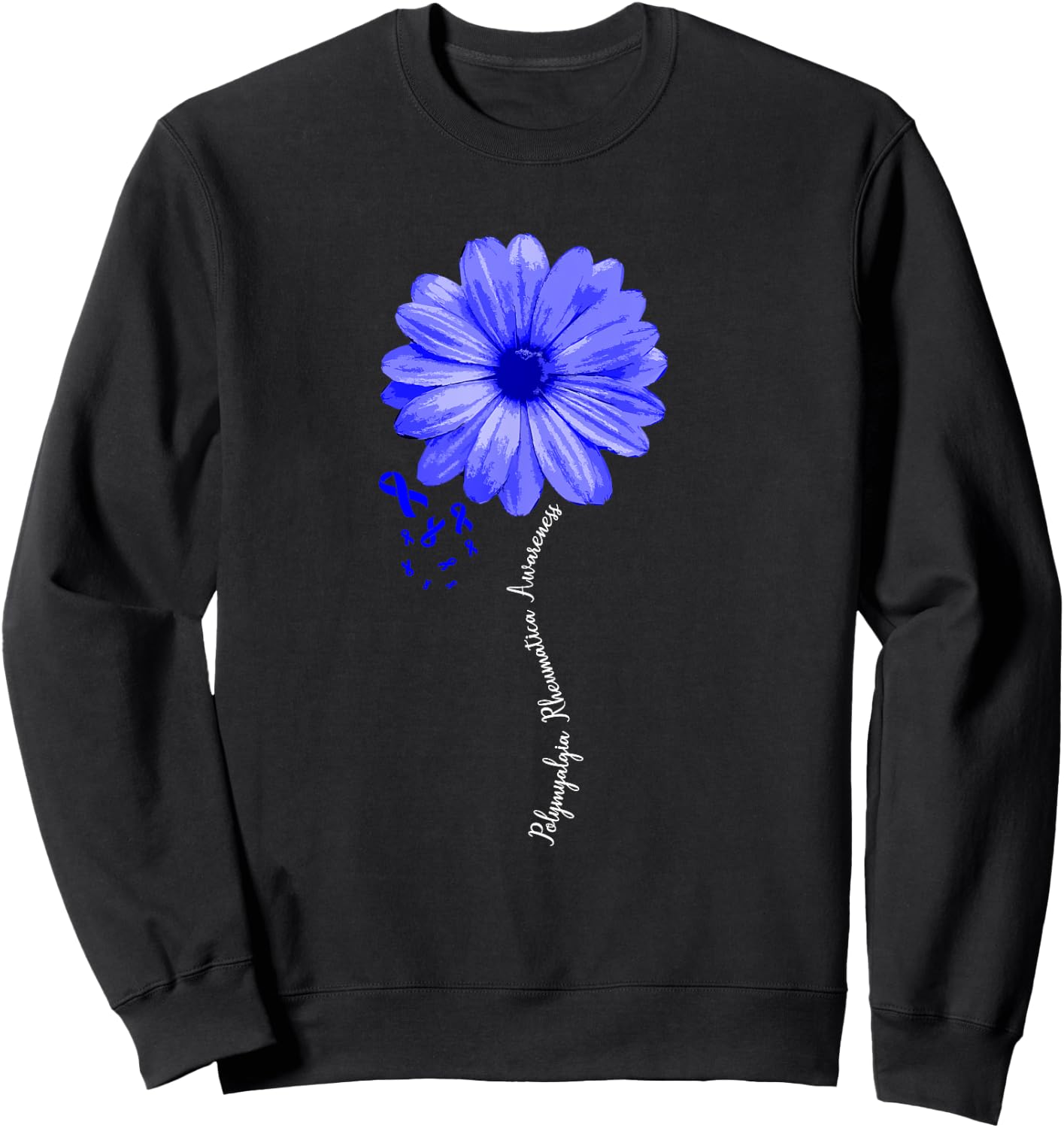 Polymyalgia Rheumatica Awareness Warrior Pretty Ribbon Sweatshirt - Sweatshirt | Black