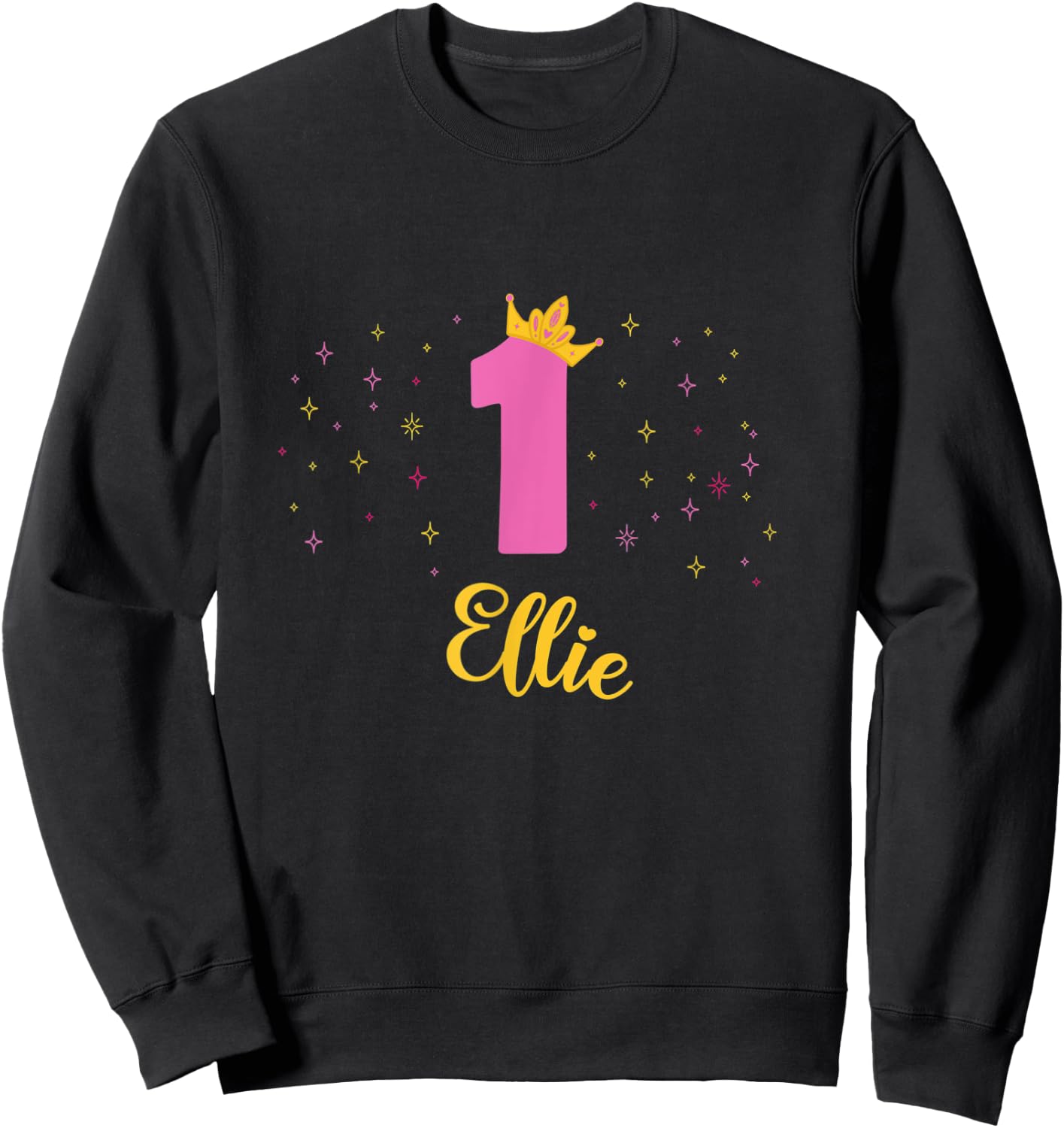 ELLIE First Birthday Novelty Girls Custom Name Sweatshirt - Sweatshirt | Black