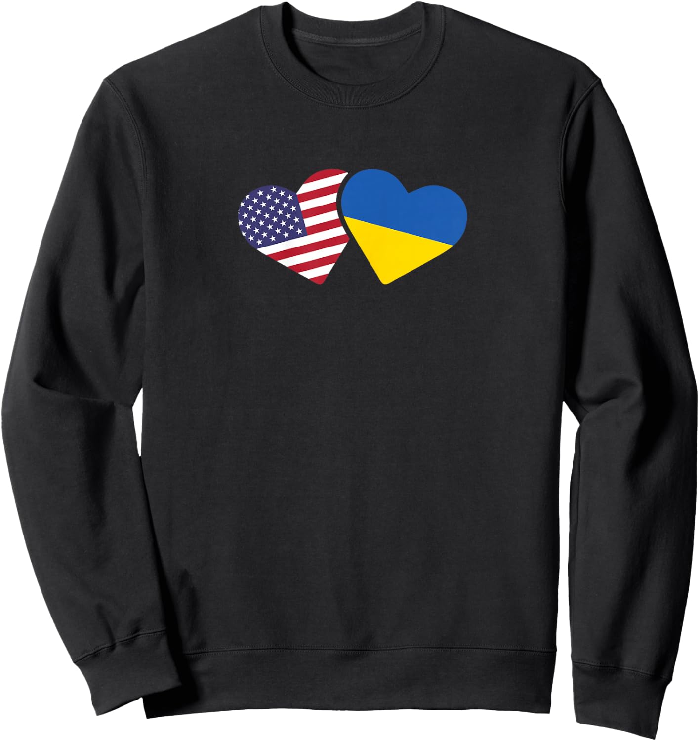 Ukraine USA Flag T Shirt Heart Ukrainian Americans Sweatshirt - Sweatshirt | Black