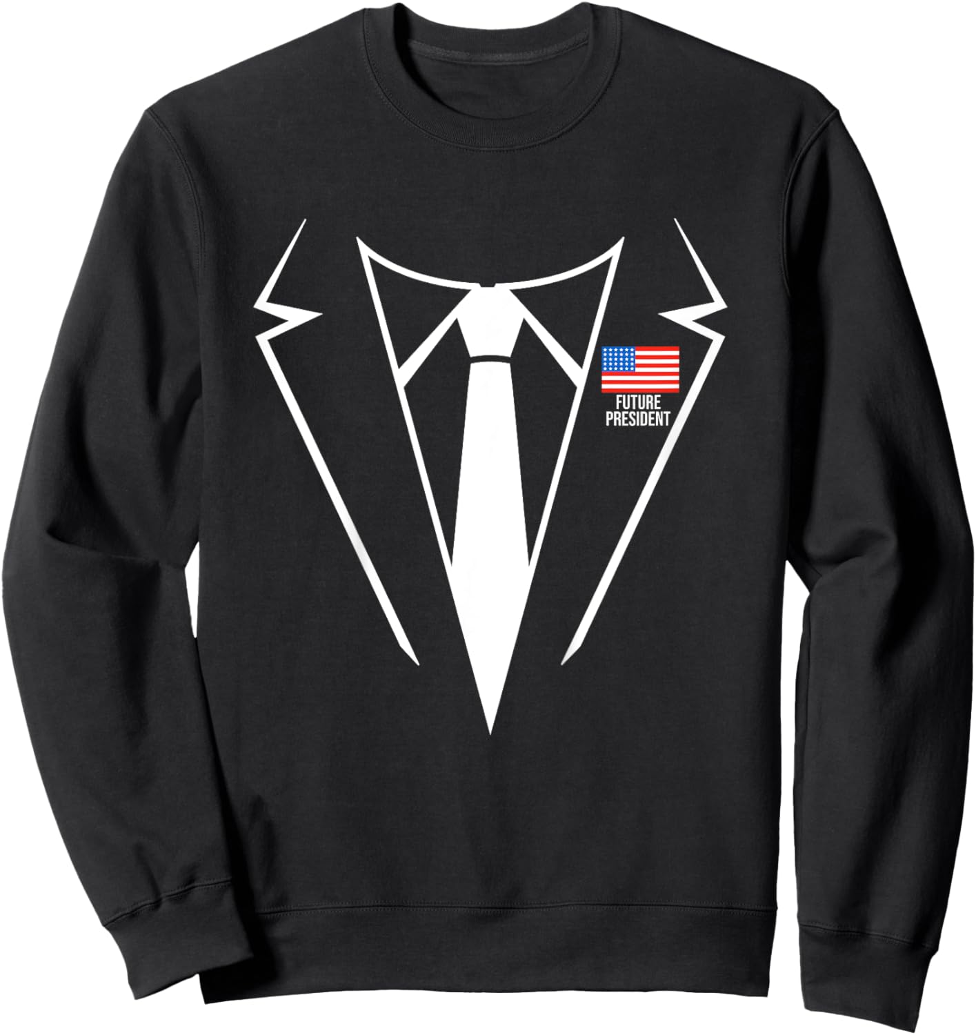 Future President Costume Suit Tux American Flag Patriotic Kids Sweatshirt - Sweatshirt | Black