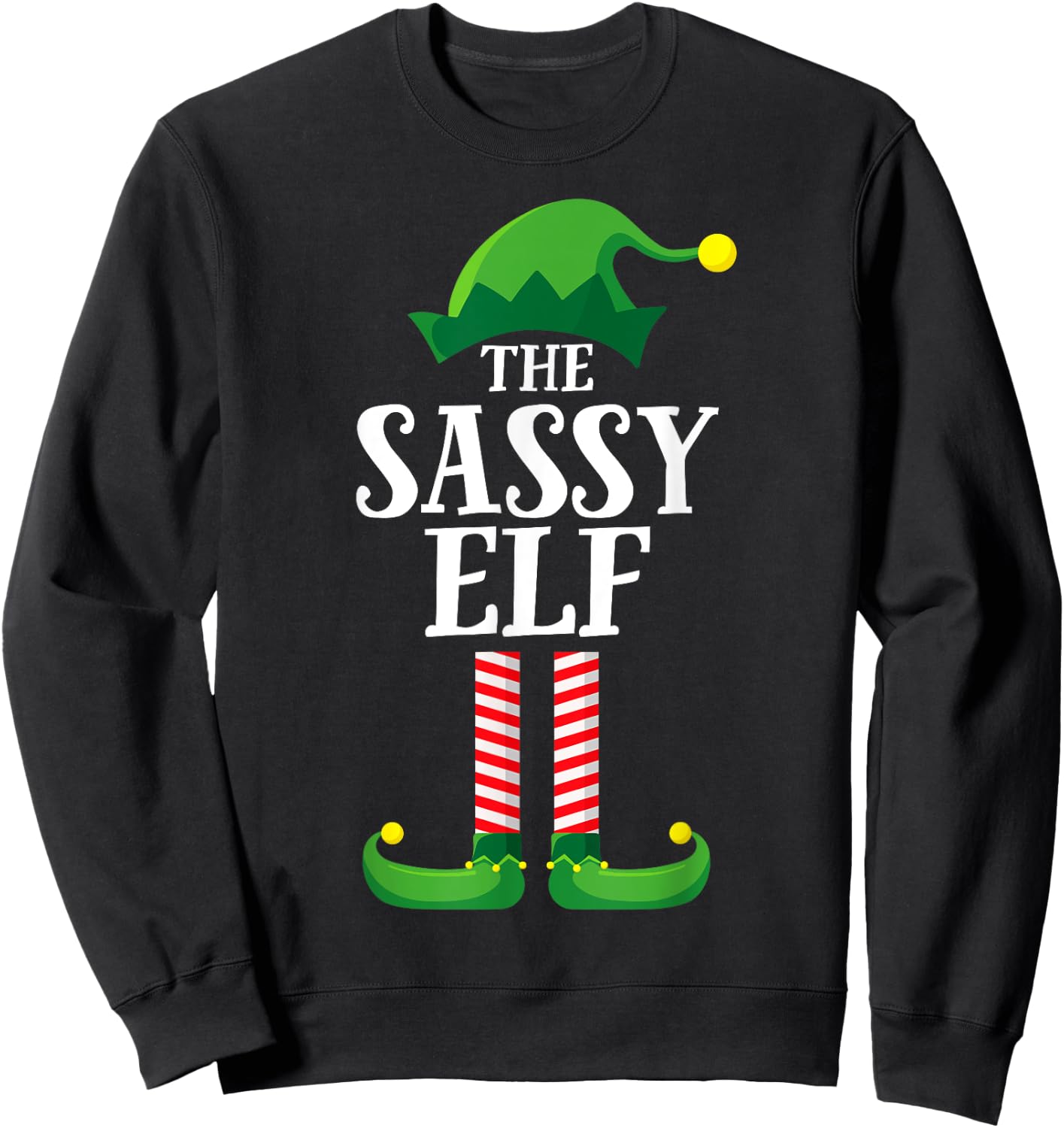 Sassy Elf Matching Family Group Christmas Party Pyjamas Sweatshirt - Sweatshirt | Black