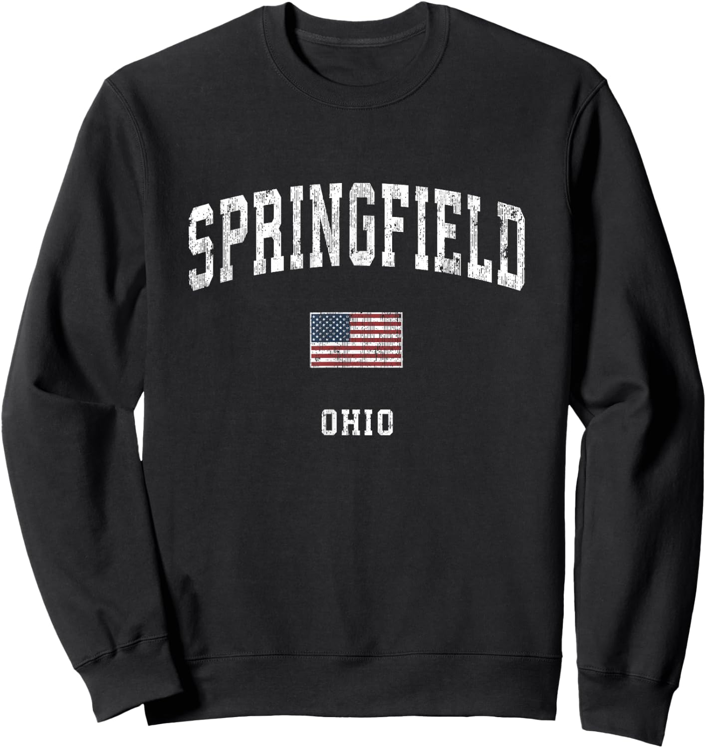 Springfield Ohio OH Vintage American Flag Sports Design Sweatshirt - Sweatshirt | Black