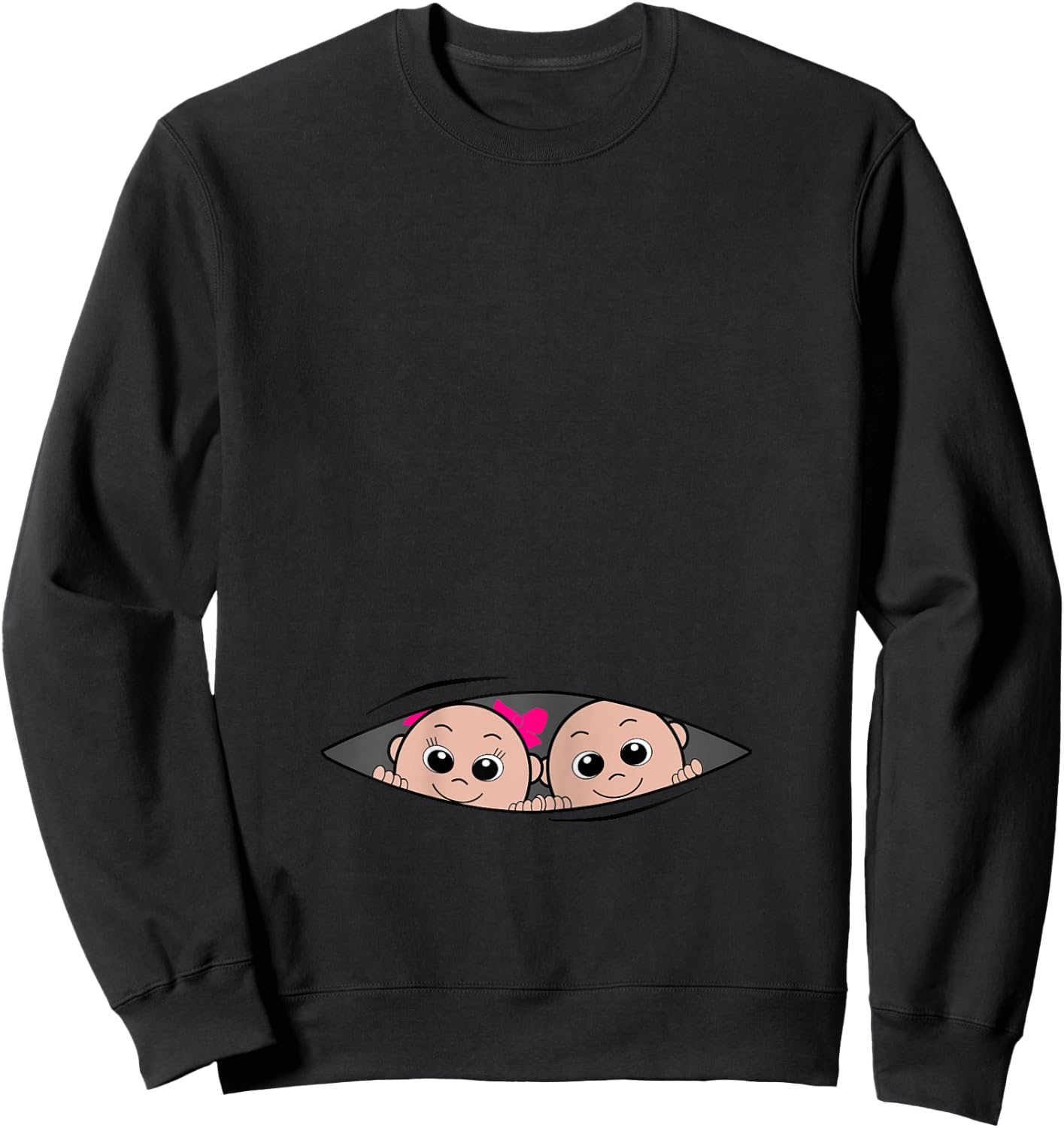 Boy and Girl Twin Pregnancy Announcement Sweatshirt - Sweatshirt | Black
