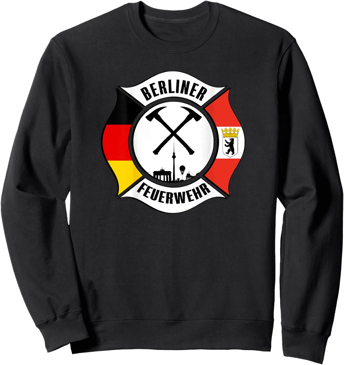Berlin Germany Fire Rescue Department Fireman Uniform Flag Sweatshirt - Sweatshirt | Black