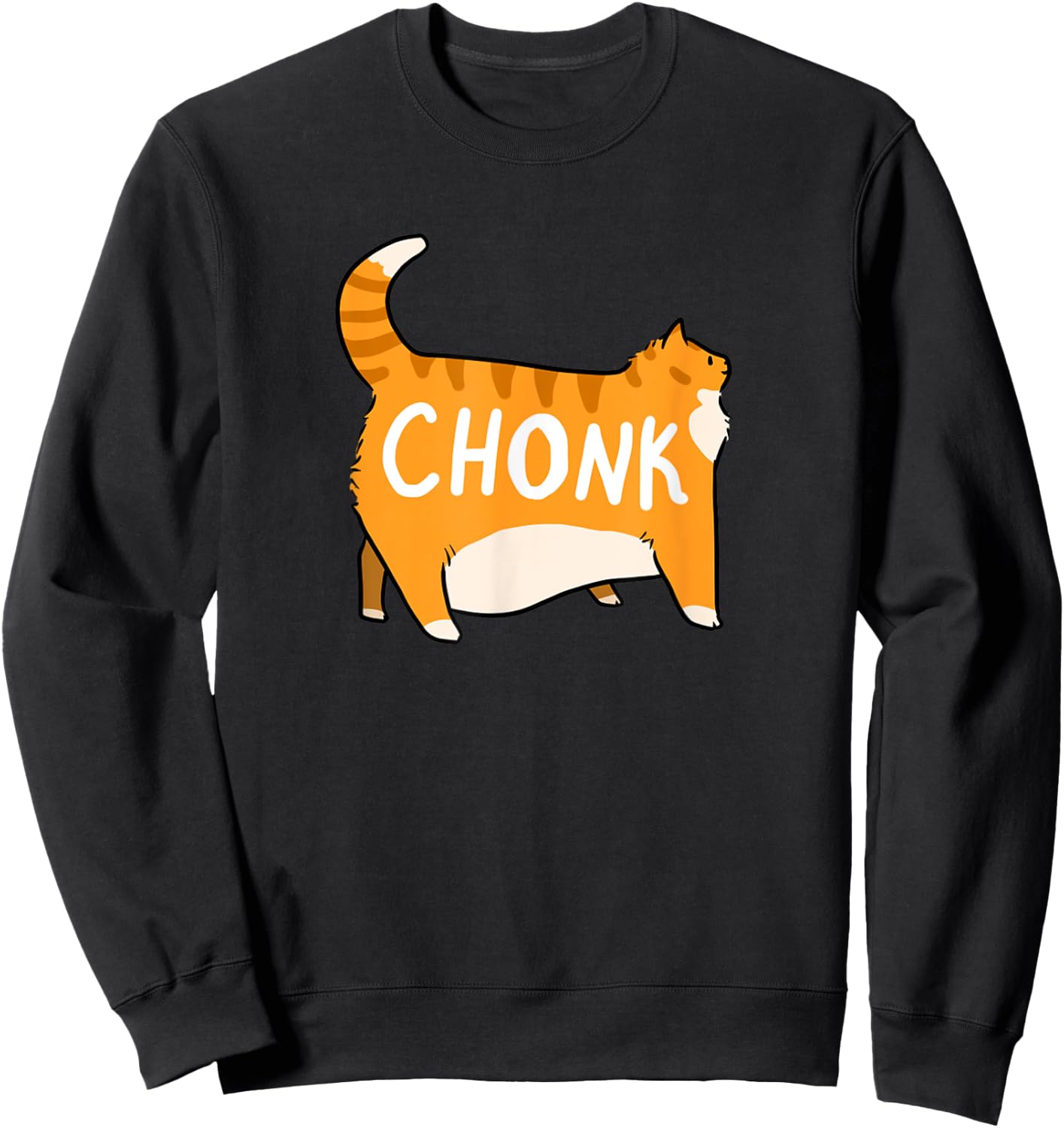 Funny Chonky Orange Tabby Cat Design Sweatshirt - Sweatshirt | Black