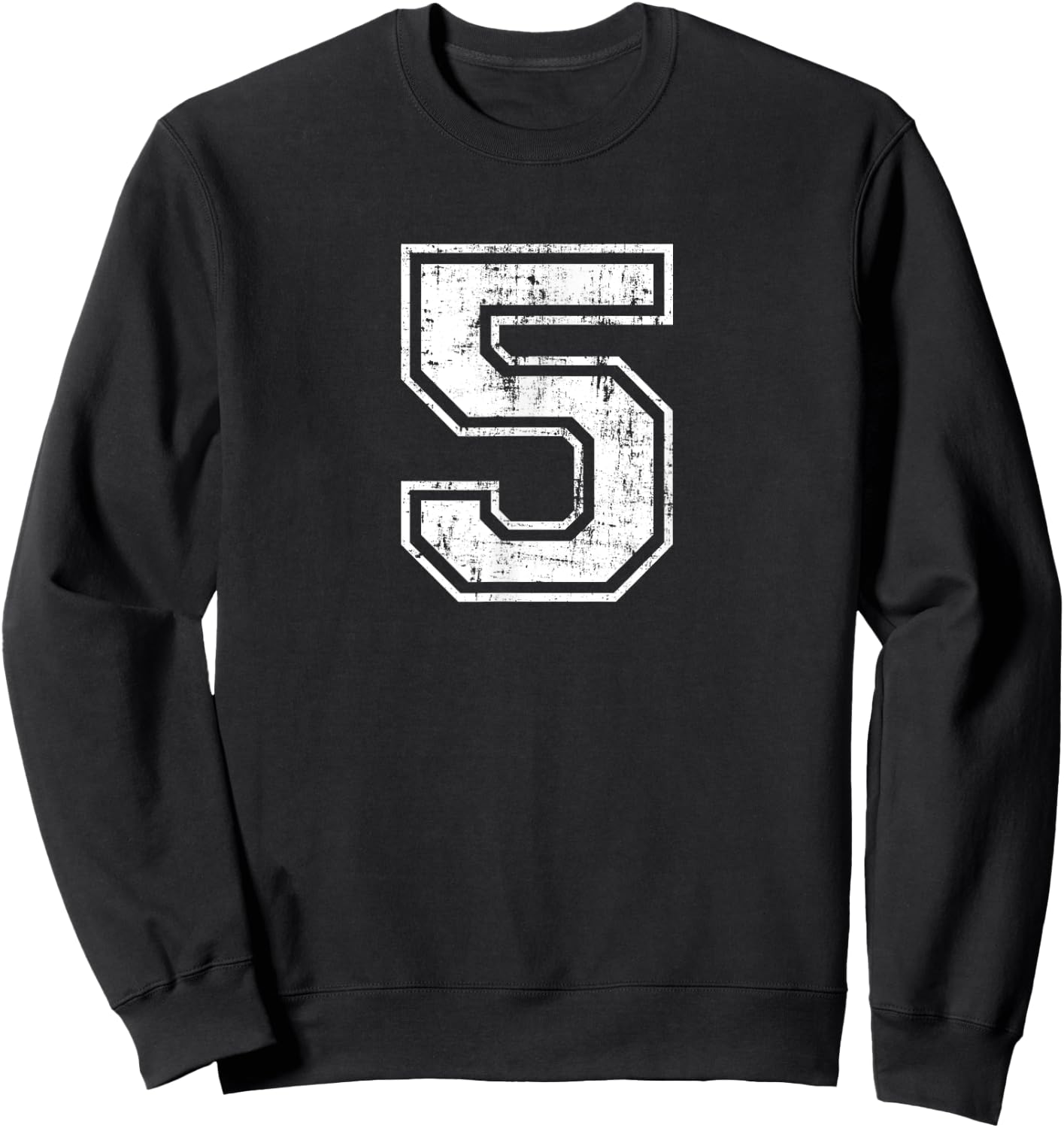 Number 5 Distressed Vintage Five Sports Training Practice Sweatshirt - Sweatshirt | Black