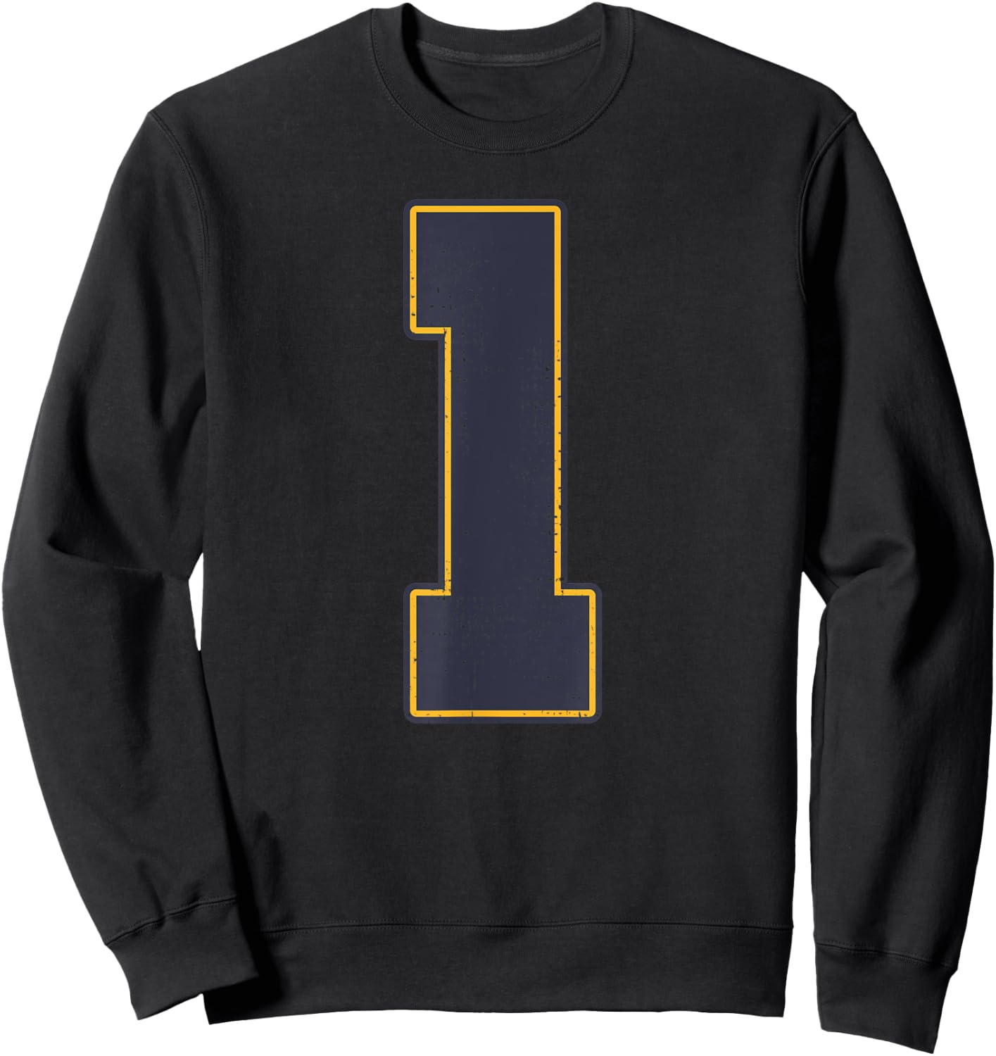 #1 Outline Number 1 Varsity Fan Sports Team Red Jersey Sweatshirt - Sweatshirt | Black