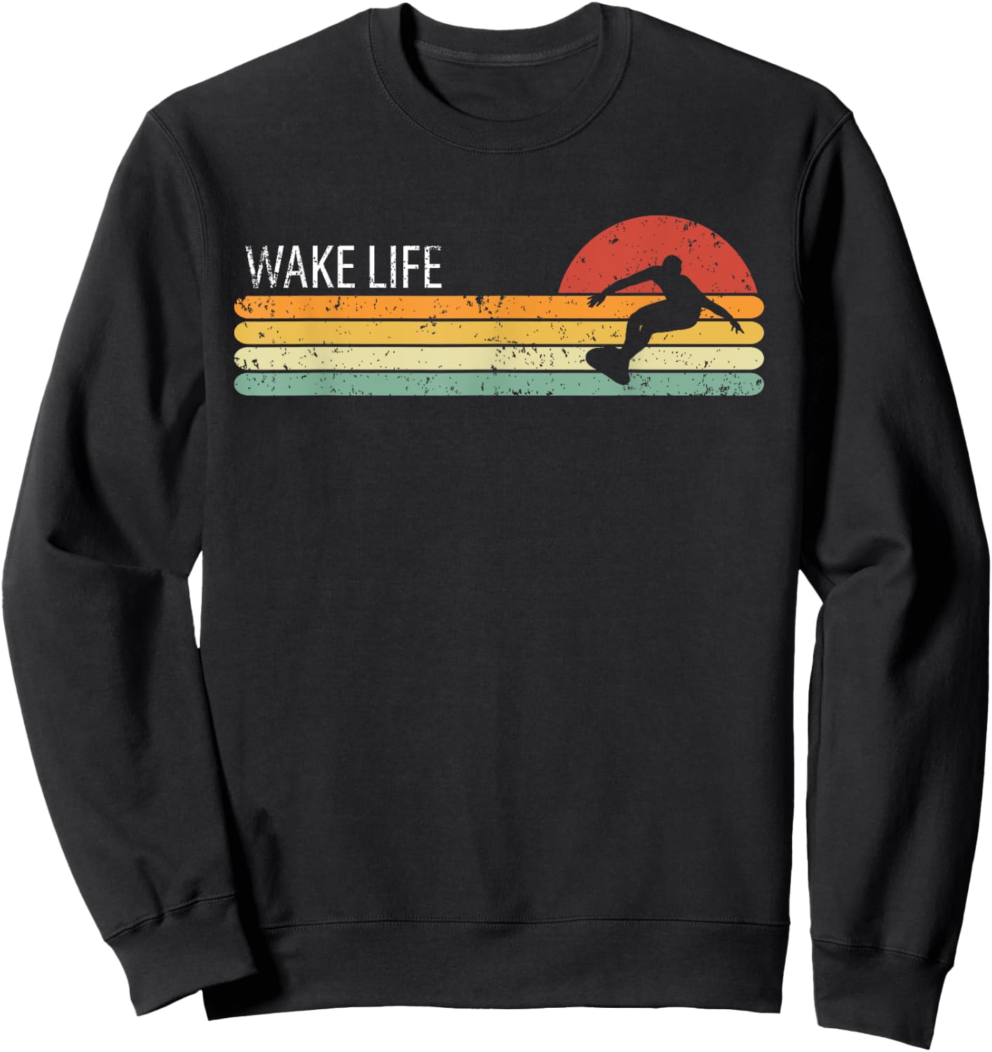 Wakesurfing Life Wakesurf Wakesurfer Vintage Retro Wake Surf Sweatshirt - Sweatshirt | Black