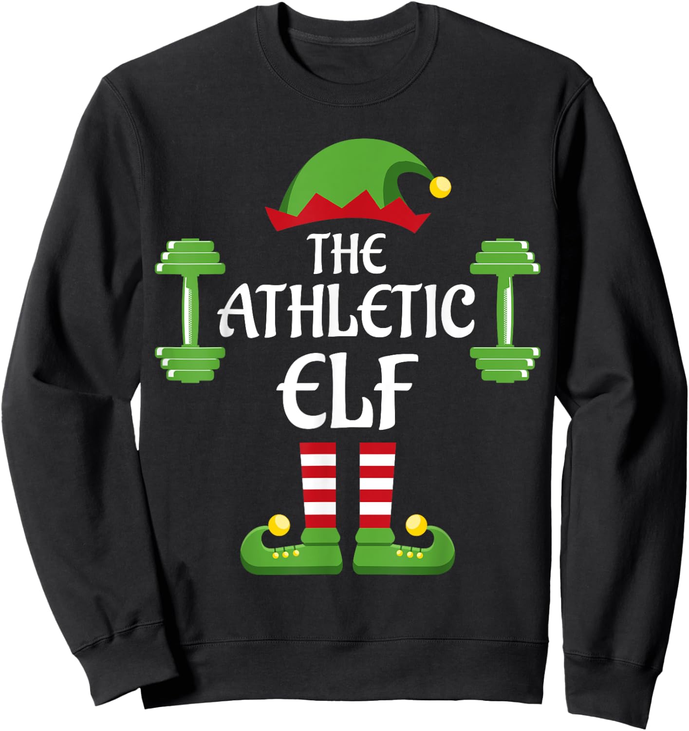 Athletic Elf Family Matching Group Christmas Sporty Sweatshirt - Sweatshirt | Black