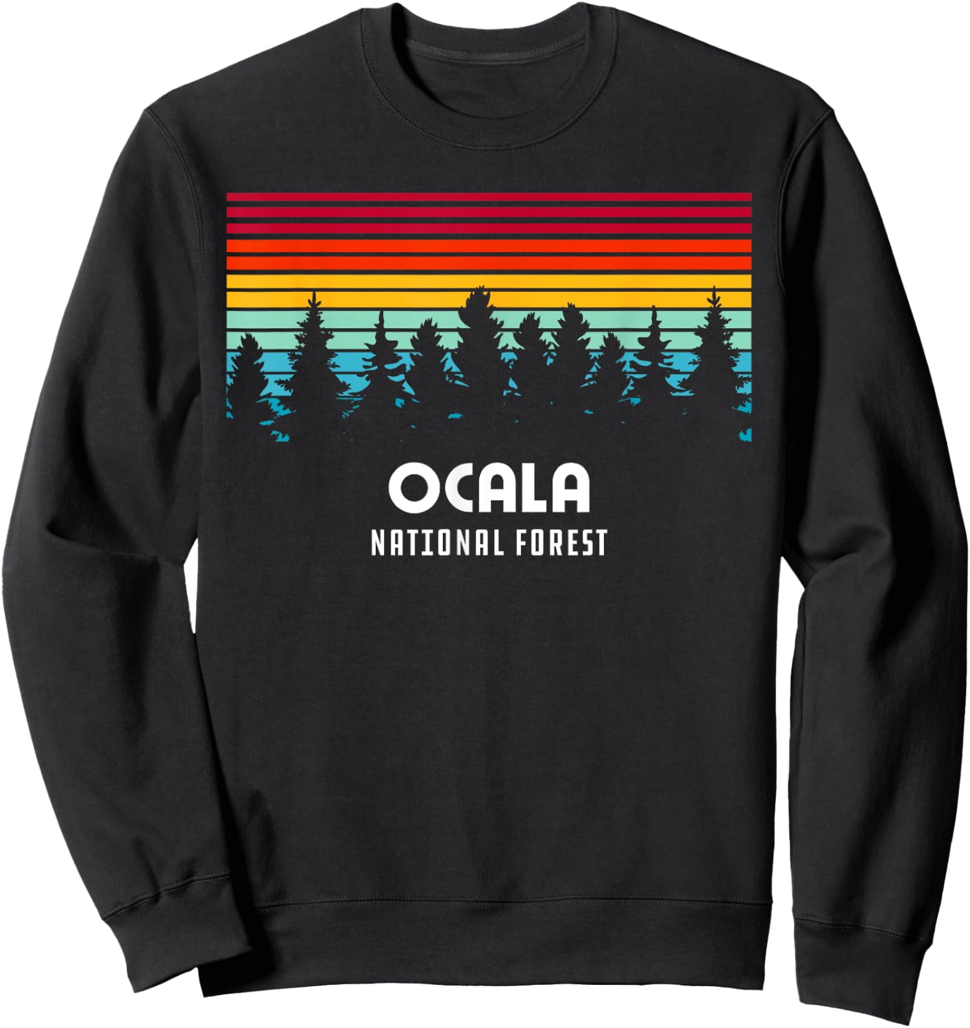 Retro Sunset Ocala National Forest Ocala Florida Sweatshirt - Sweatshirt | Black