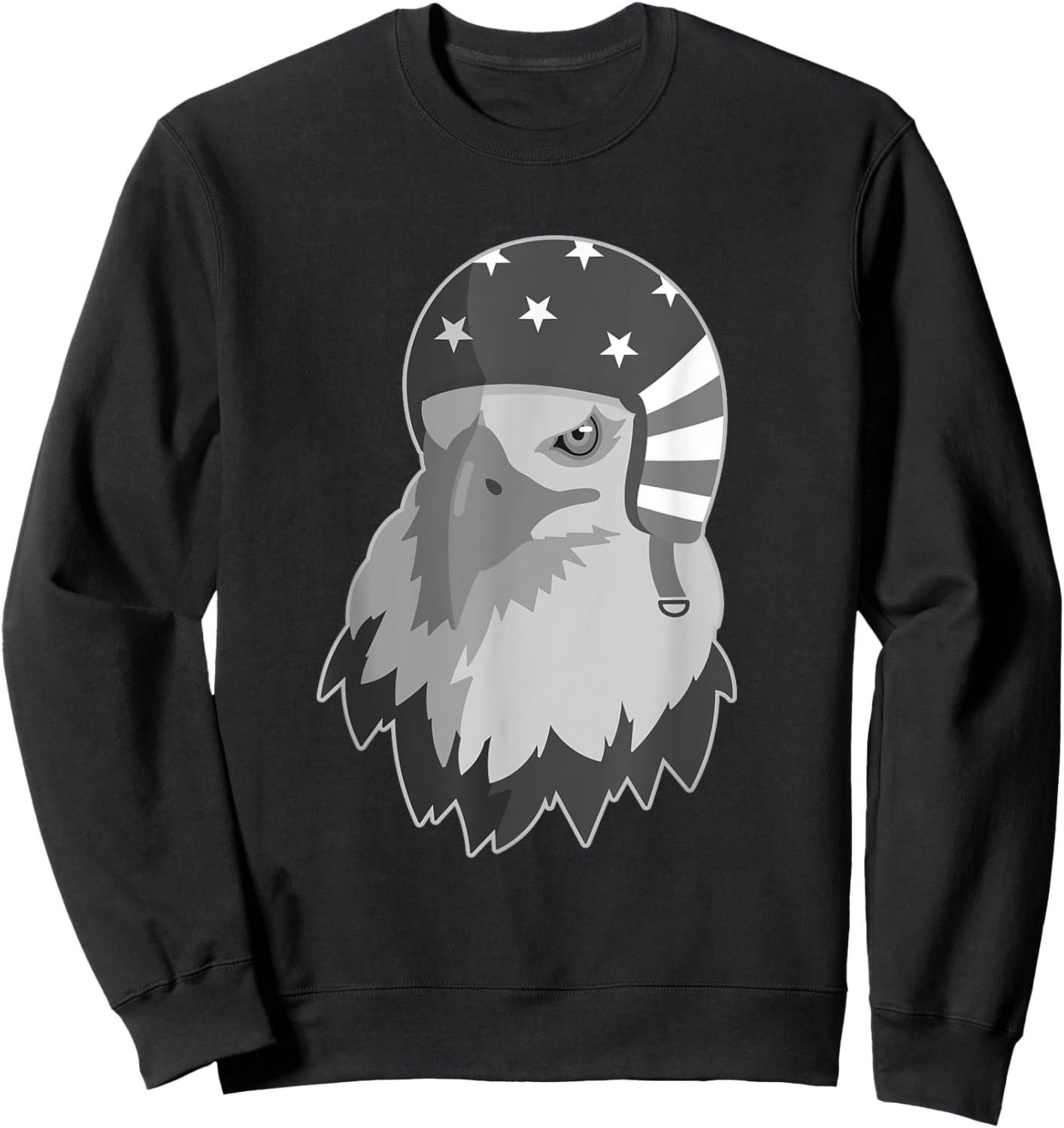Funny Eagle Mullet Helmet USA 4th Of July American Flag Gift Sweatshirt - Sweatshirt | Black