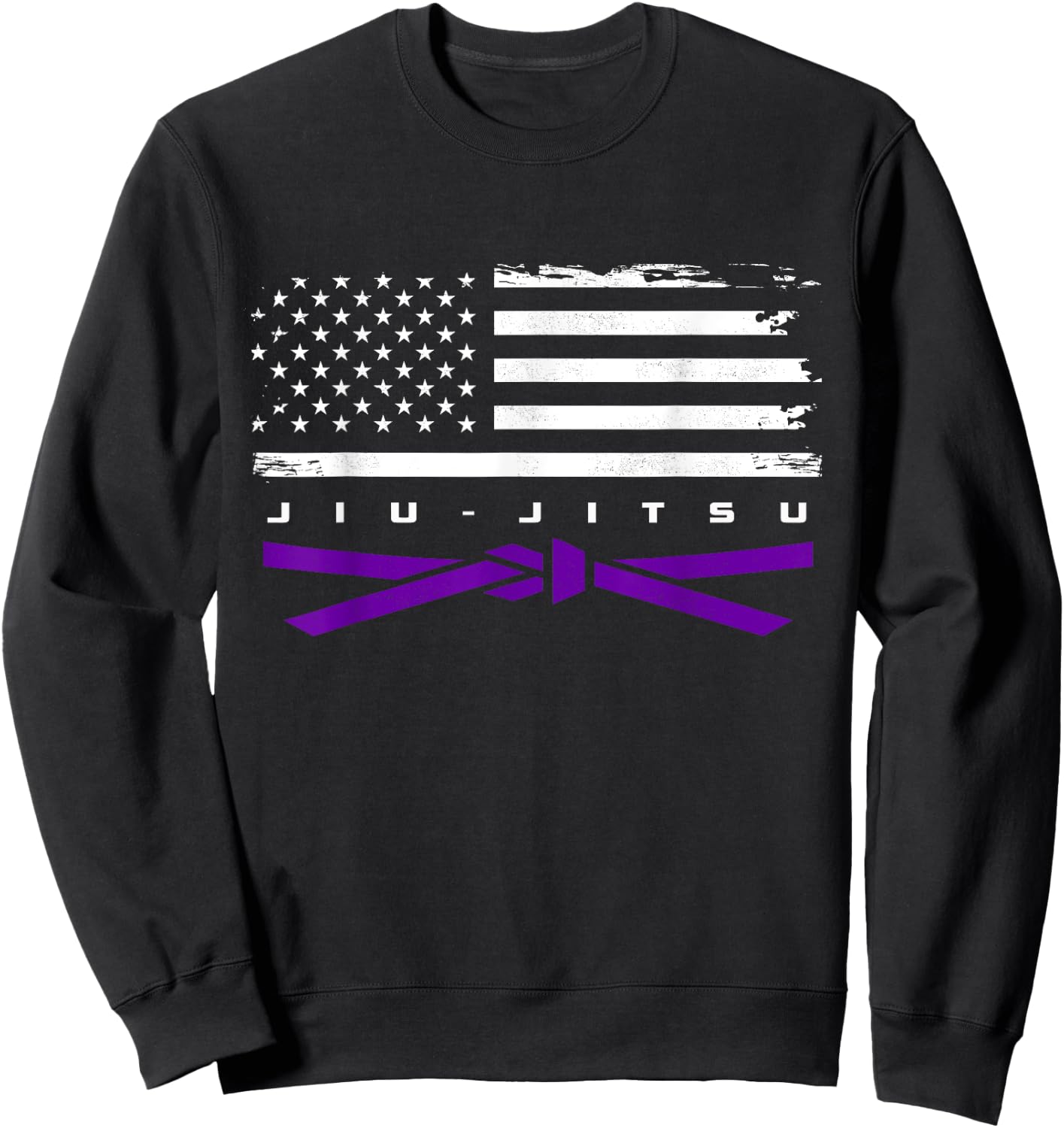 American Flag Jiu - Jitsu Apparel - Purple Belt Jiu Jitsu Sweatshirt - Sweatshirt | Black