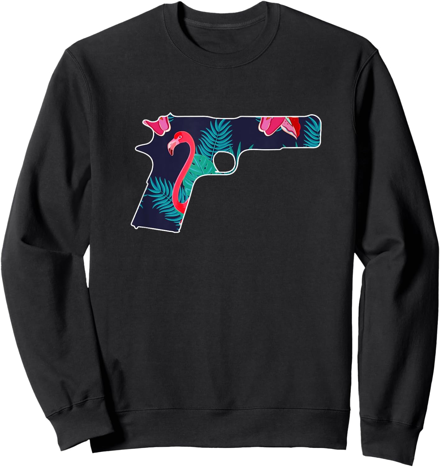 Tropical Gun Lover Firearm Beach Hawaiian Aloha Gun Hawaiian Men Women Sweatshirt - Sweatshirt | Black