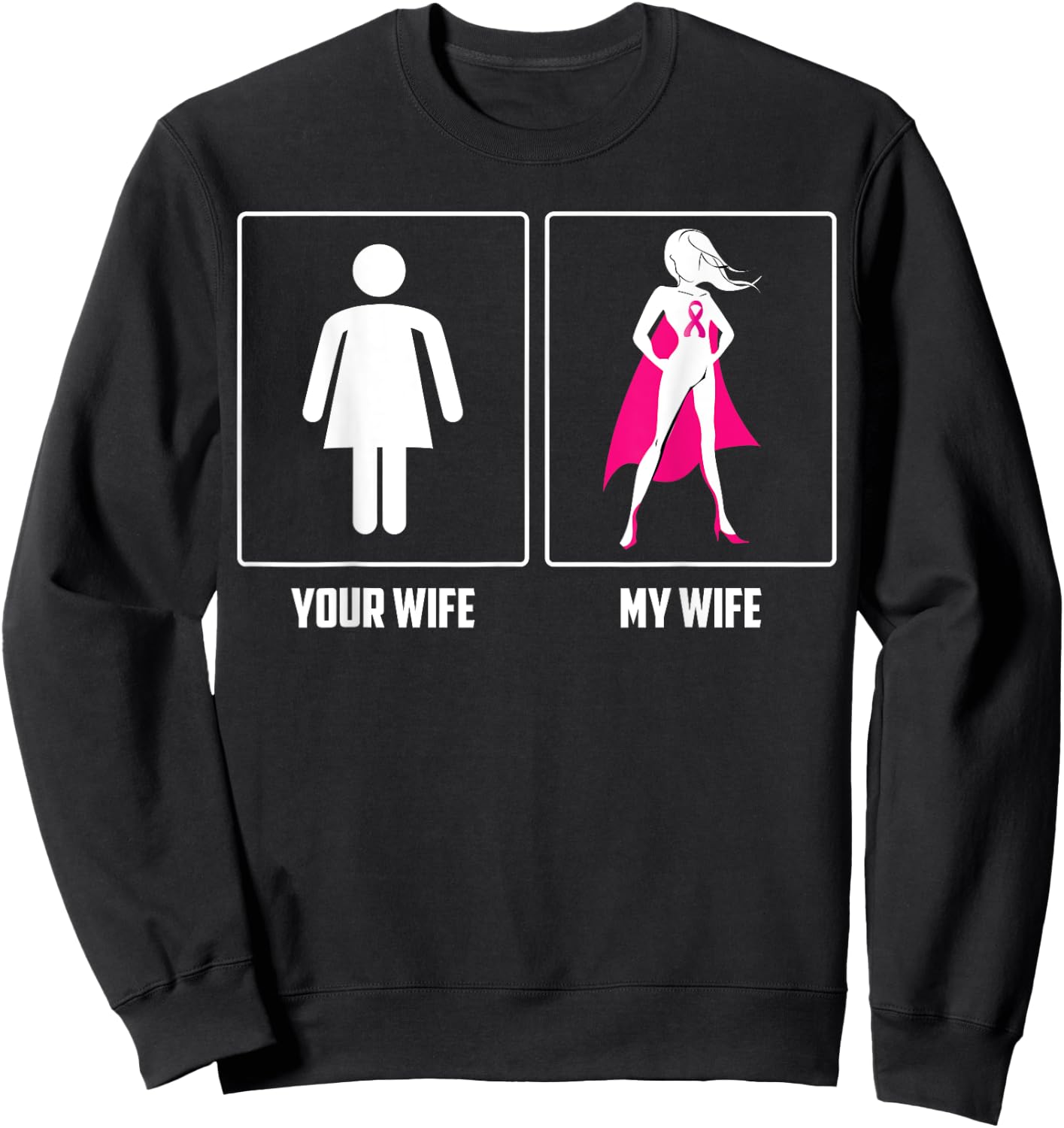MY WIFE BREAST CANCER SURVIVOR SUPERHERO Pink Ribbon Men Sweatshirt - Sweatshirt | Black