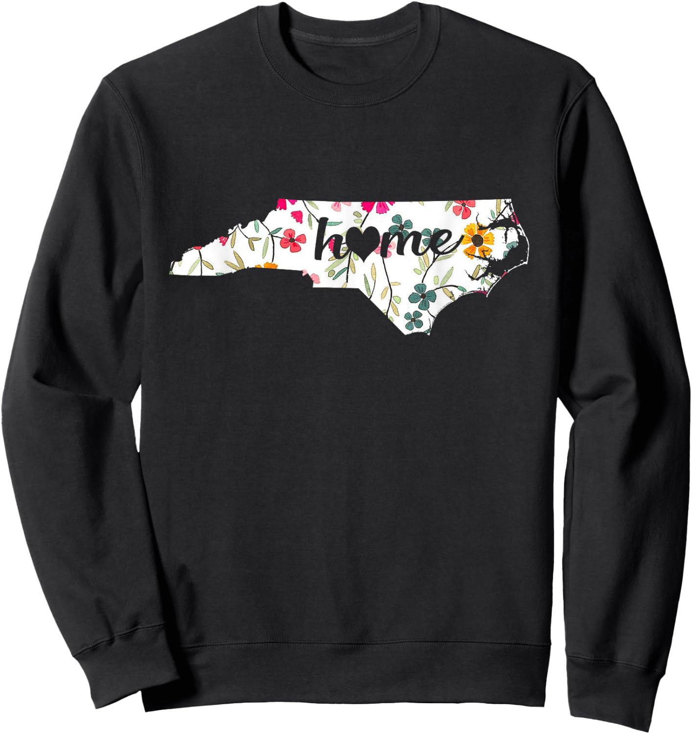 Floral North Carolina Home Sweatshirt - Sweatshirt | Black
