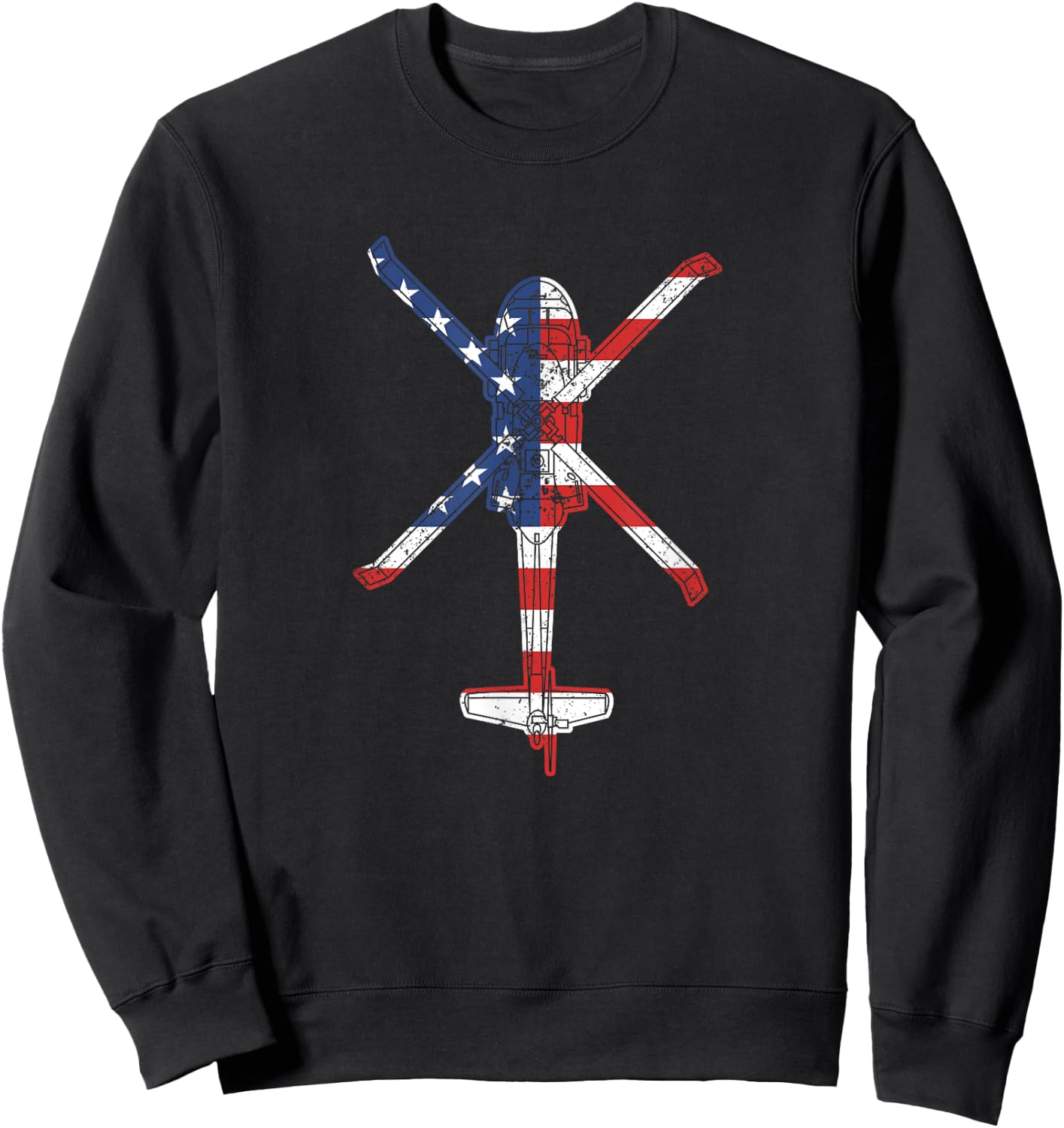 Blackhawk American Flag Military Attack Helicopter UH60 Men Sweatshirt - Sweatshirt | Black